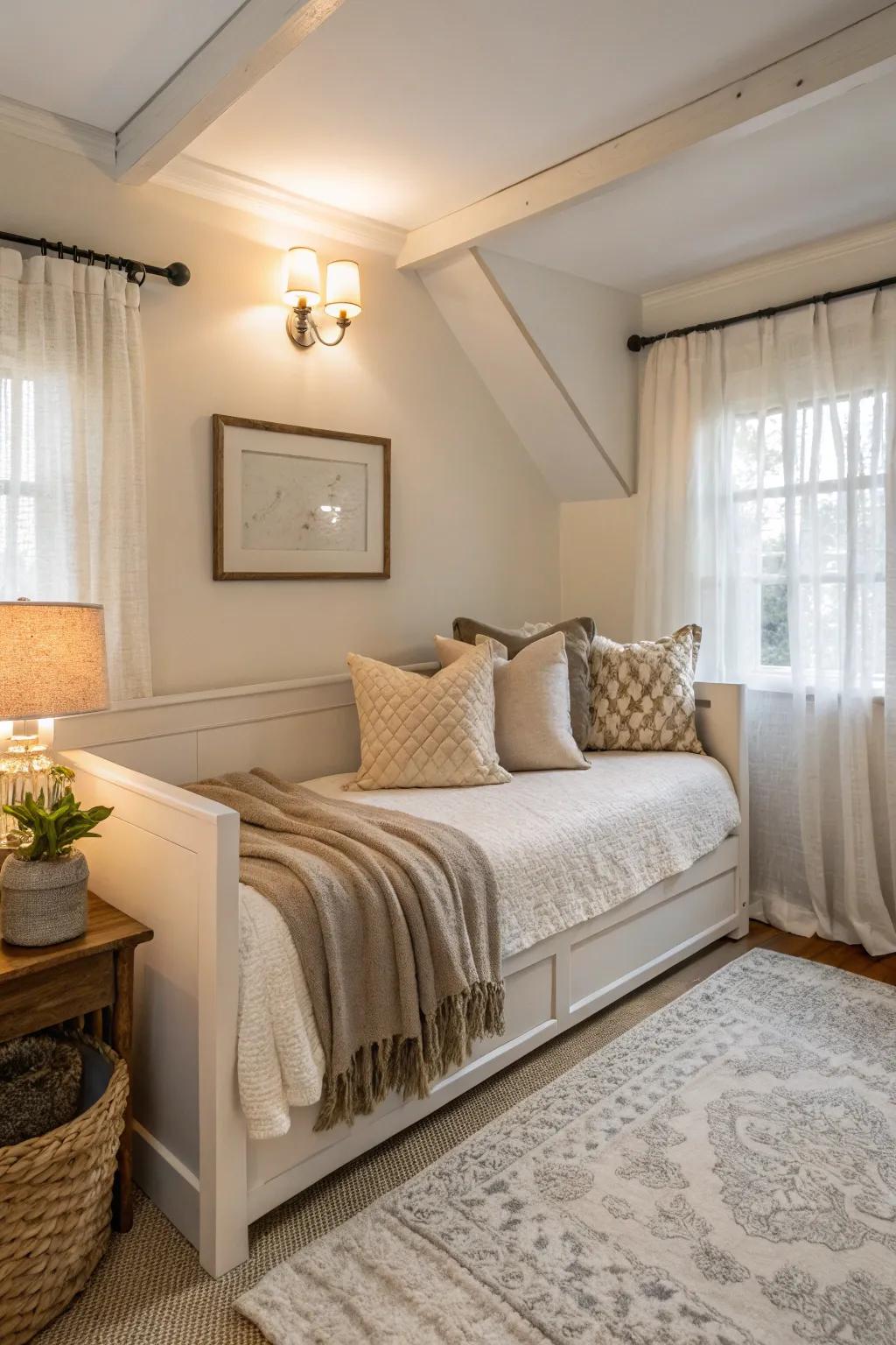 Daybeds provide flexibility in compact rooms.