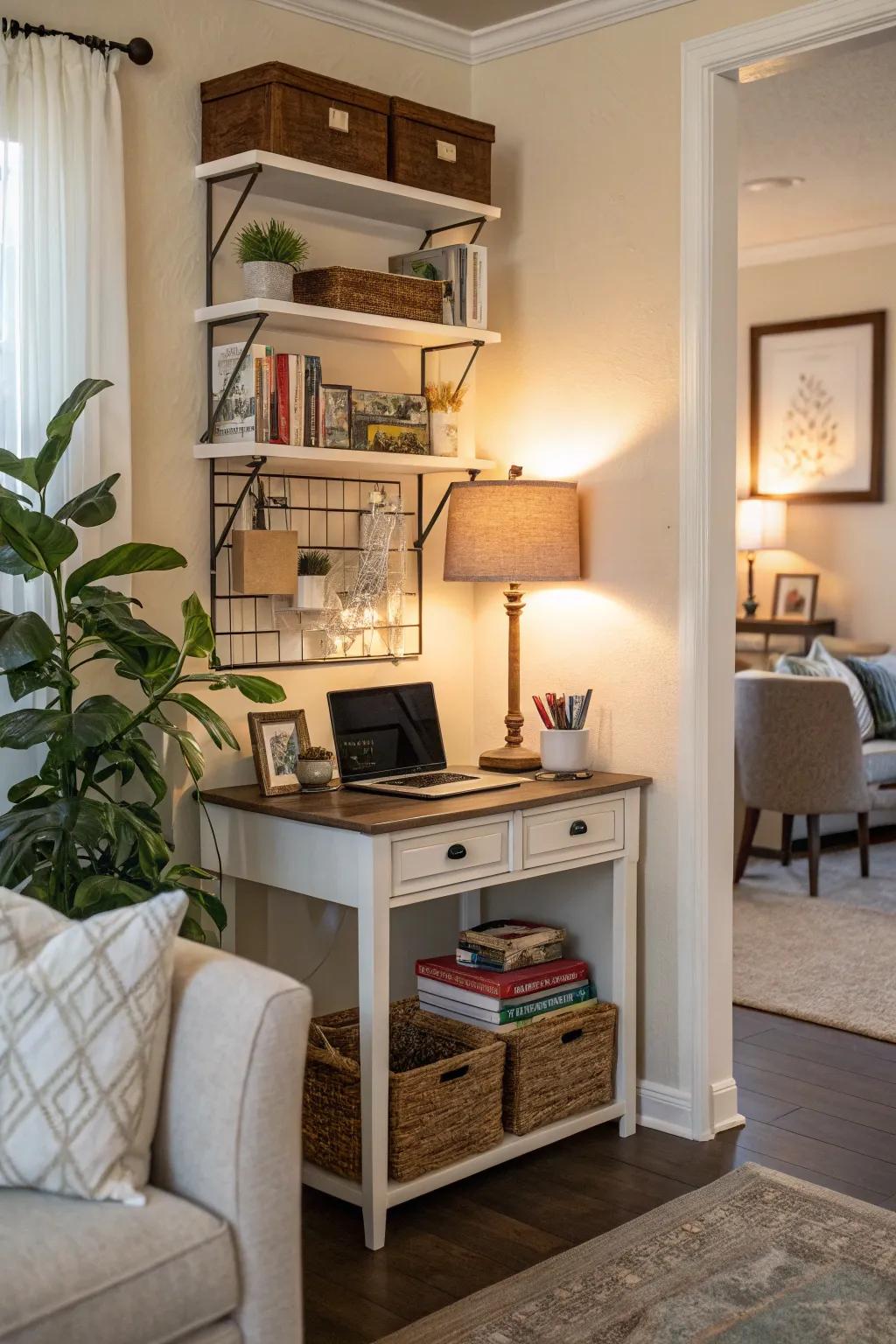 Maximize your space by utilizing vertical storage solutions.