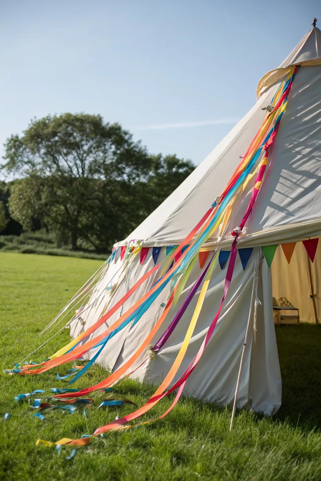 Playful tent featuring colorful crinkle paper flow.
