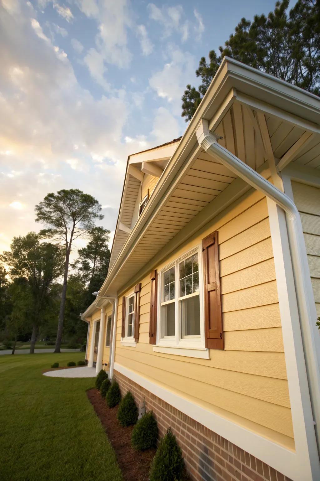 Warm milky hues create a cozy, inviting exterior.