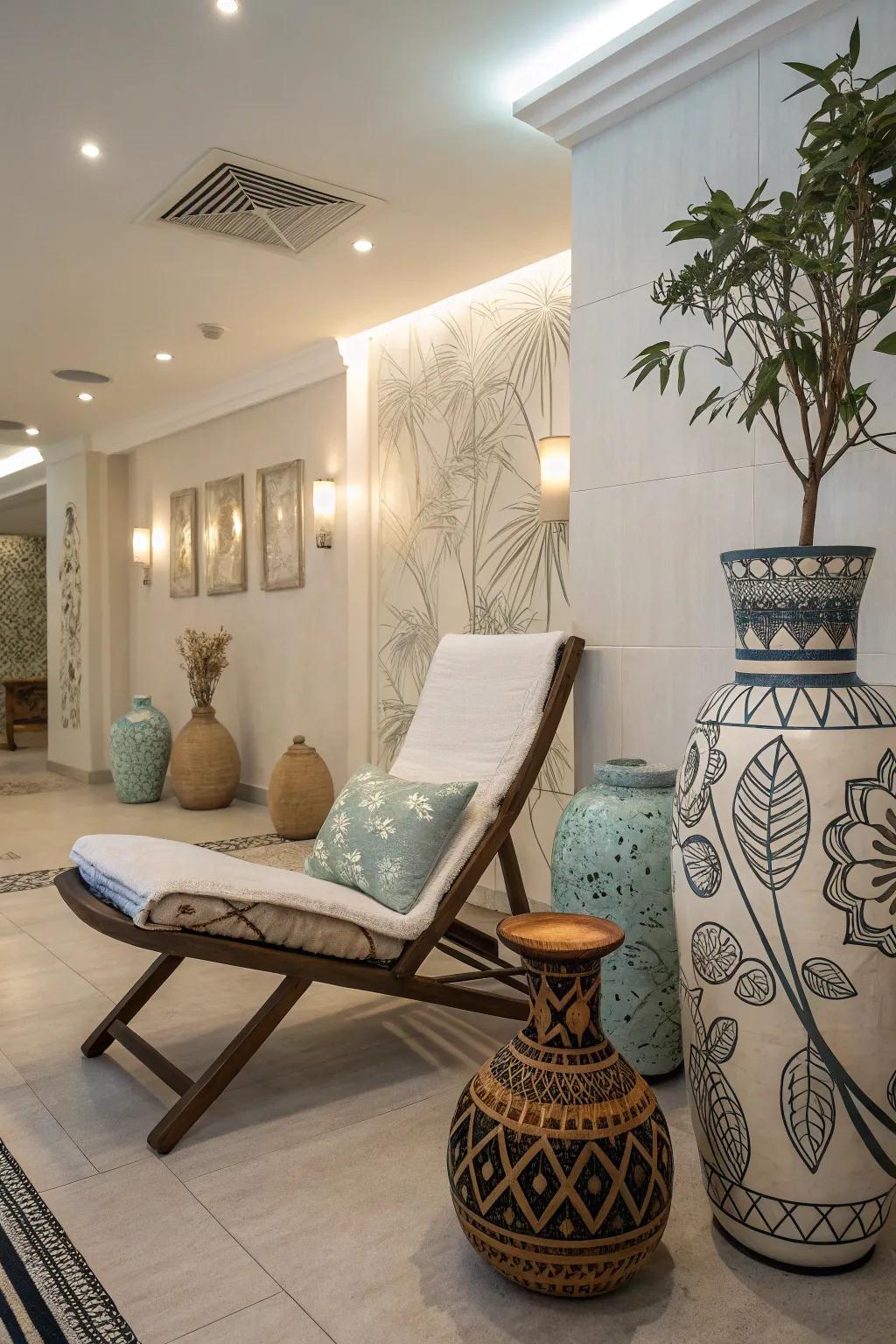 Add personality to your spa with unique decor pieces.