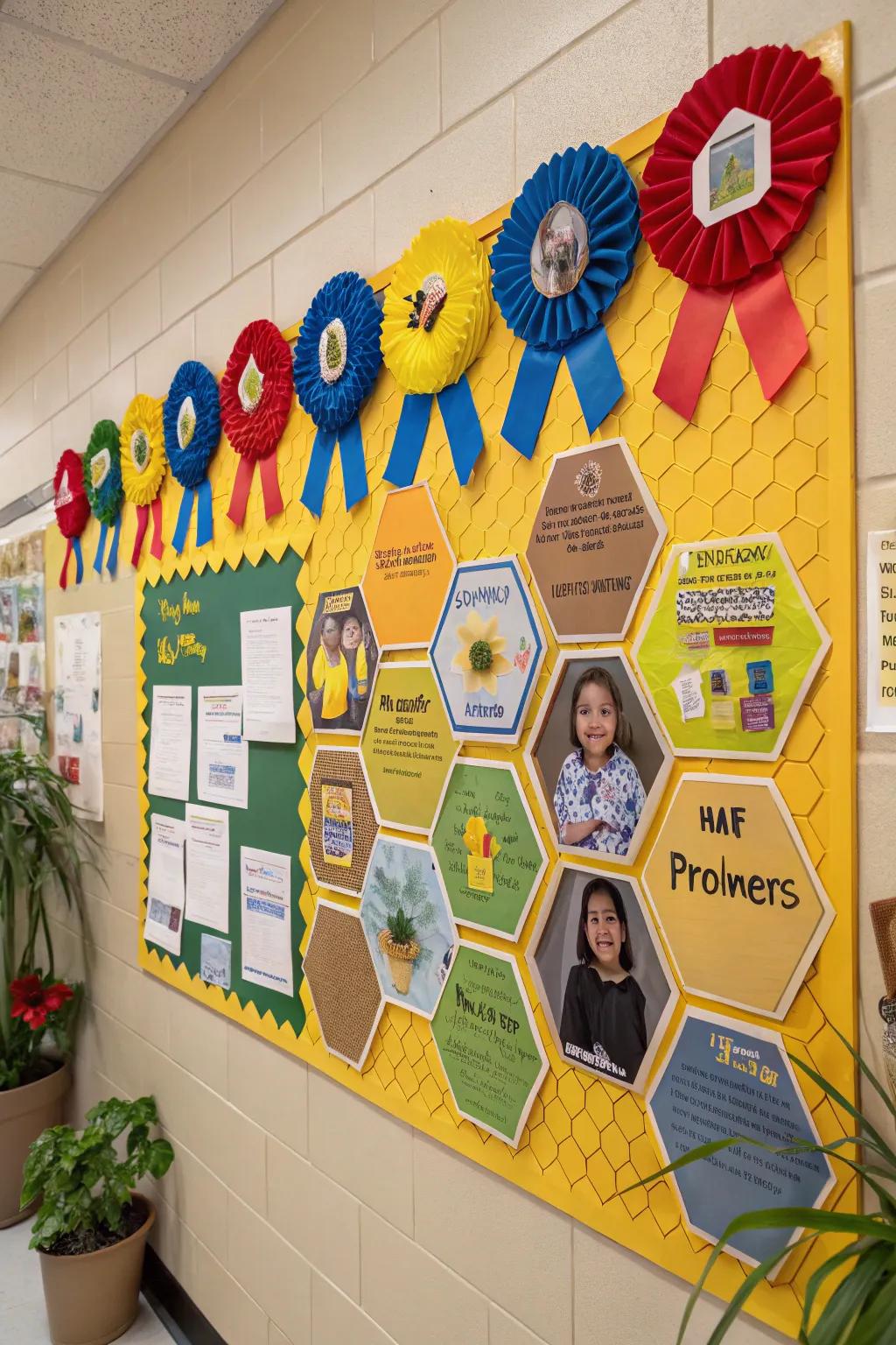A honeycomb of success flourishing with student achievements.