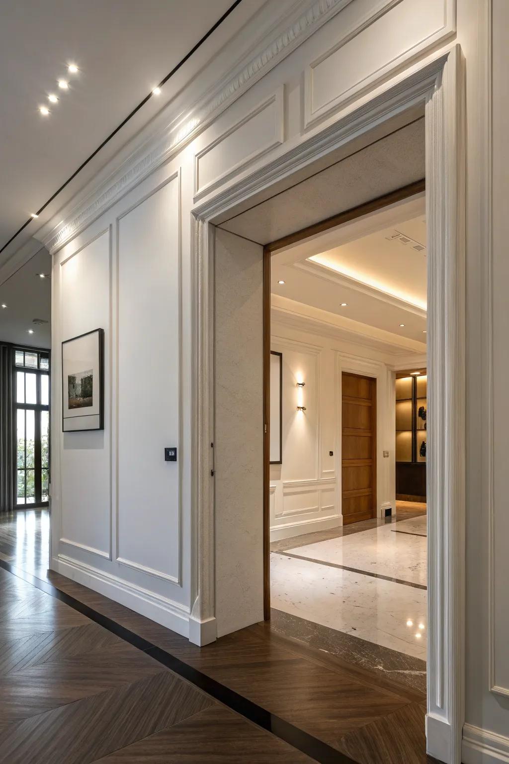 Corners with mitered joints providing a polished, refined visual.