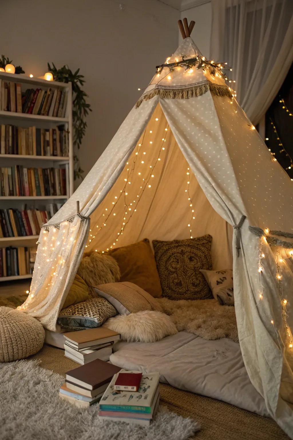 Design a magical indoor getaway with your own tent.