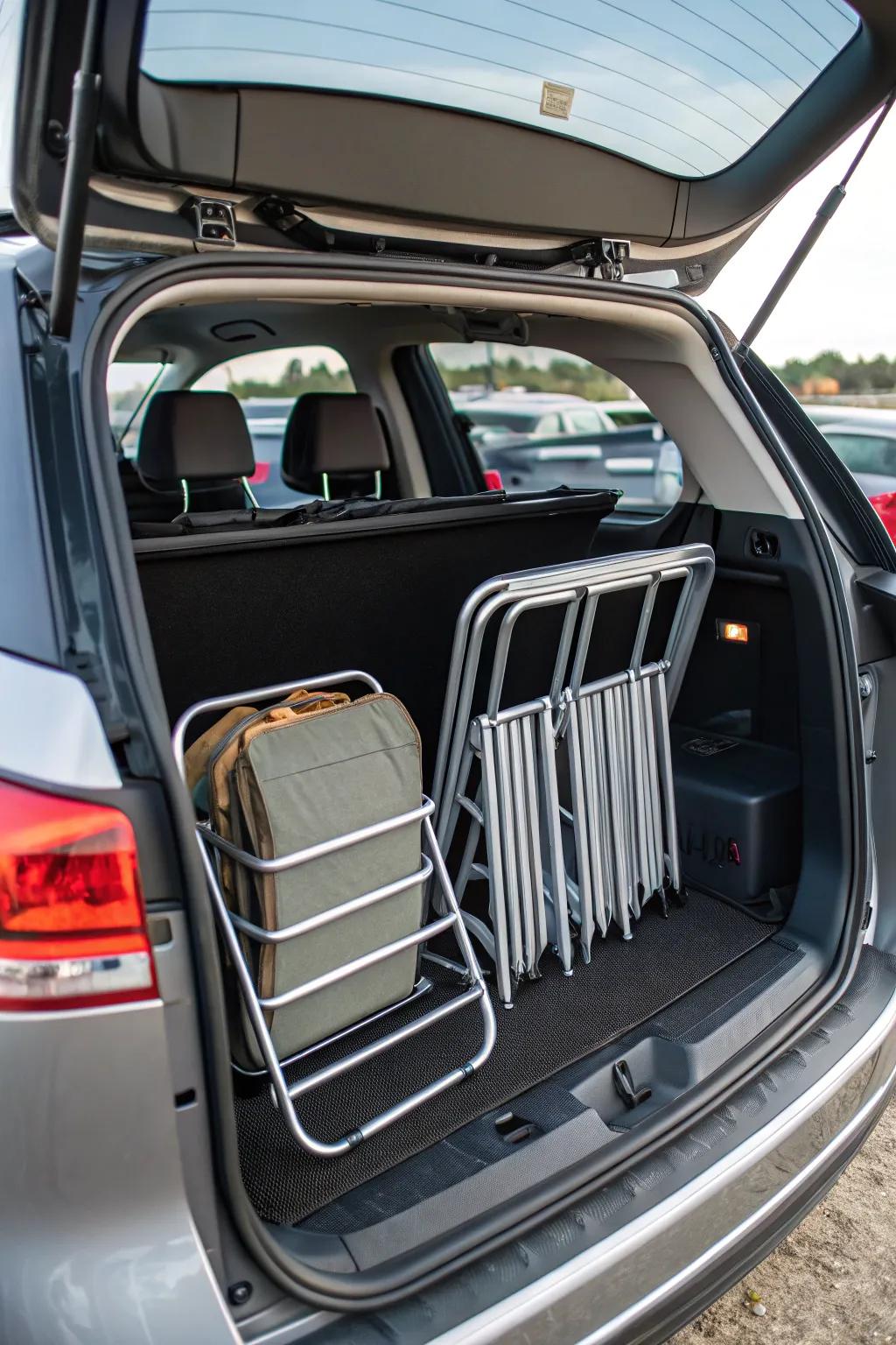 Move folding chairs with ease using a trunk organizer.