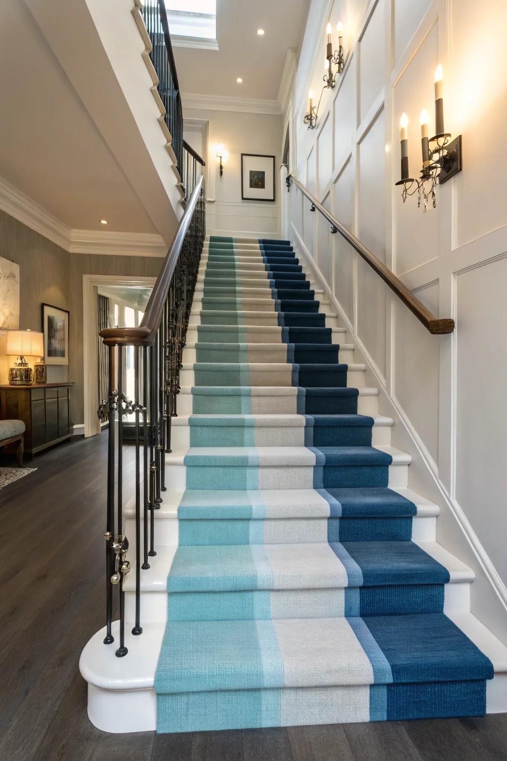 A flowing transition of colors with gradient stripes.