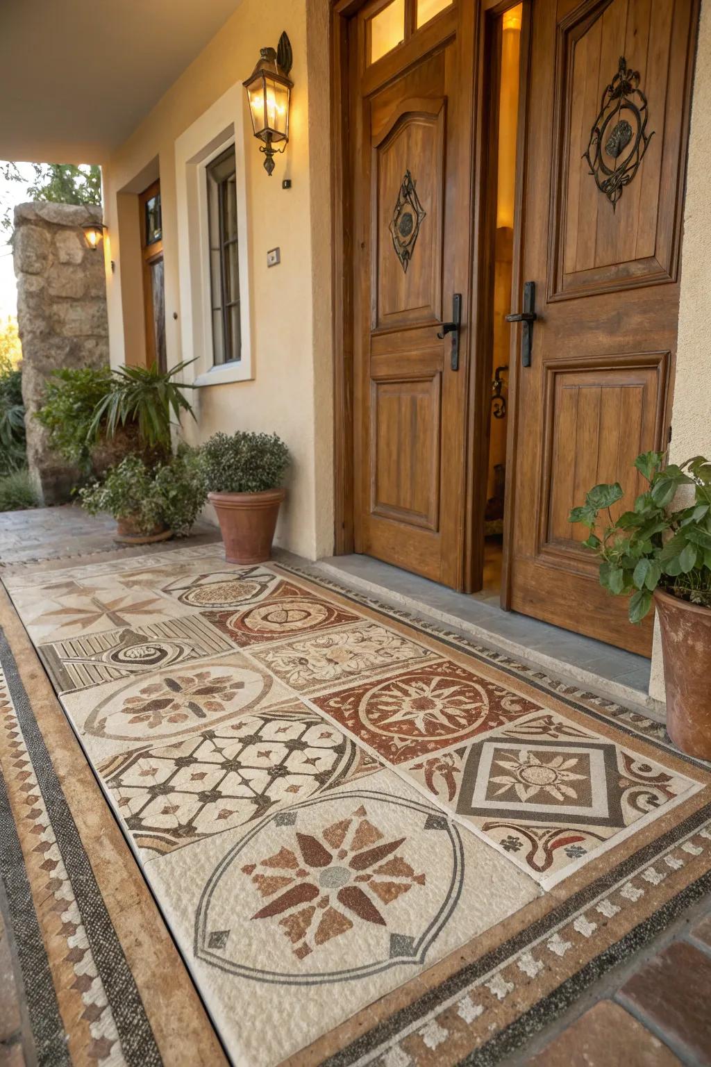 Add warmth with rustic surface covering designs.