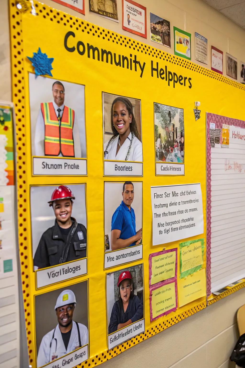 A community aid display showcasing various vocations.