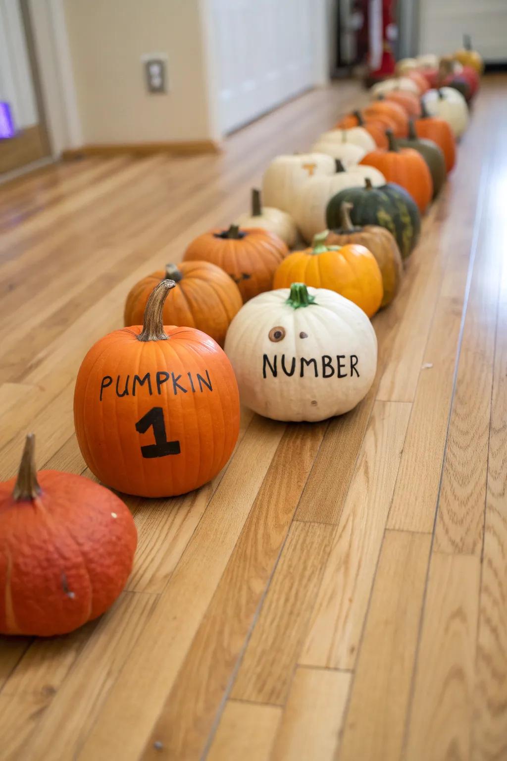Combine learning and recreation with a pumpkin counting game.