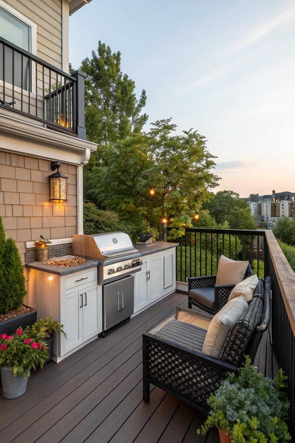 An outdoor kitchen area can transform a deck into a culinary getaway.