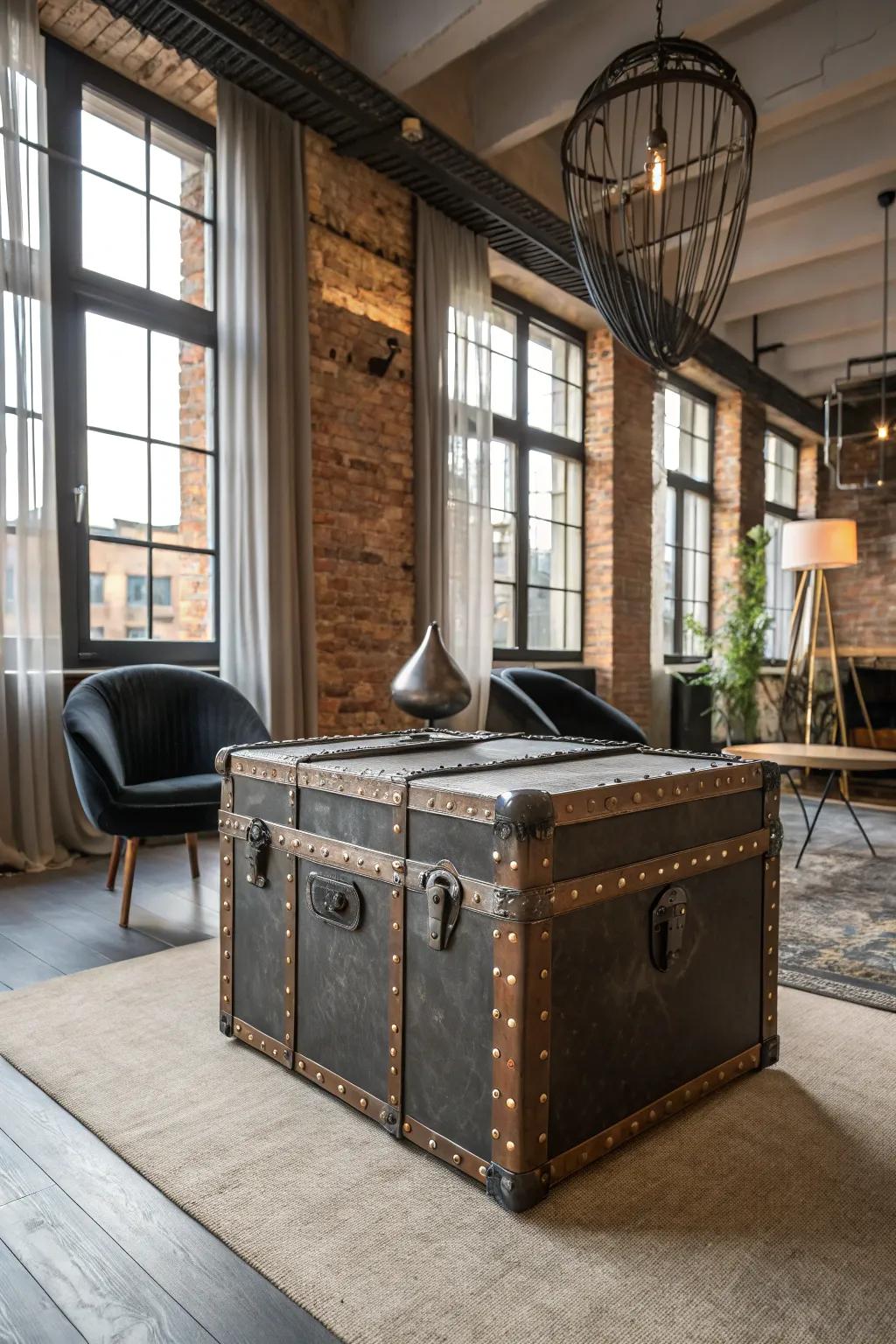 Metal details give your keepsake box an industrial edge.