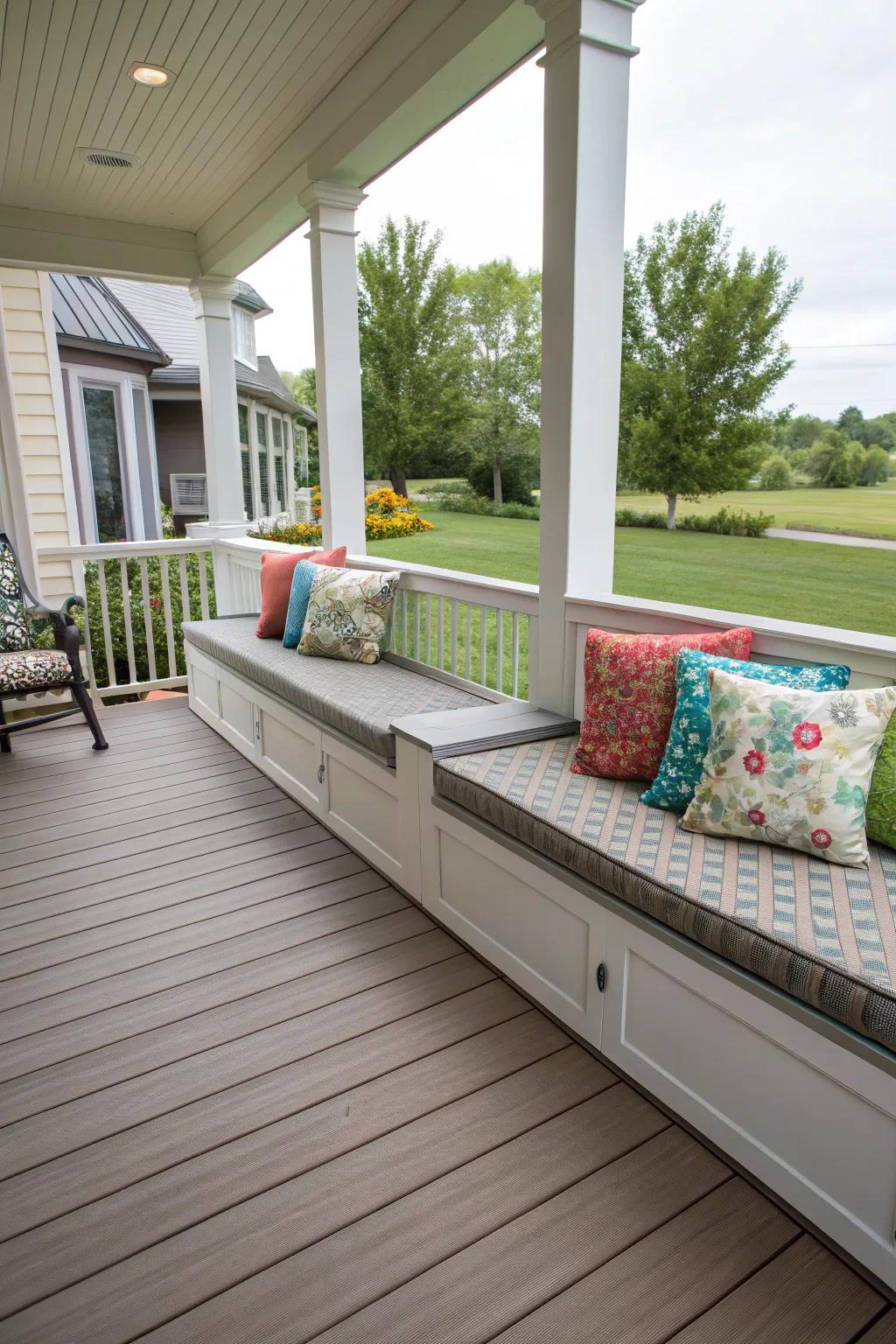 Utilize space with built-in bench seating.