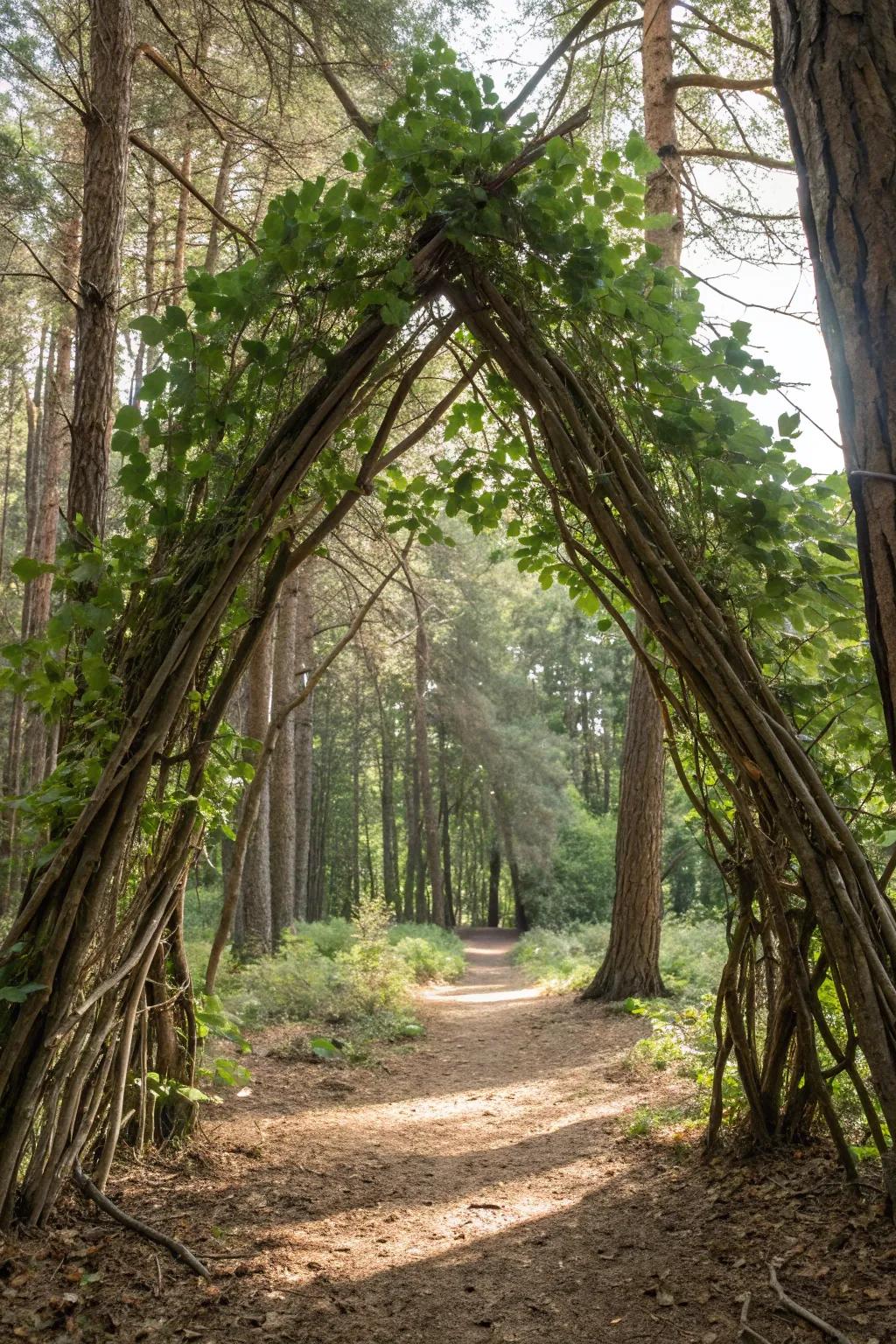 A natural triangular archway that embraces the splendor of the outdoors.