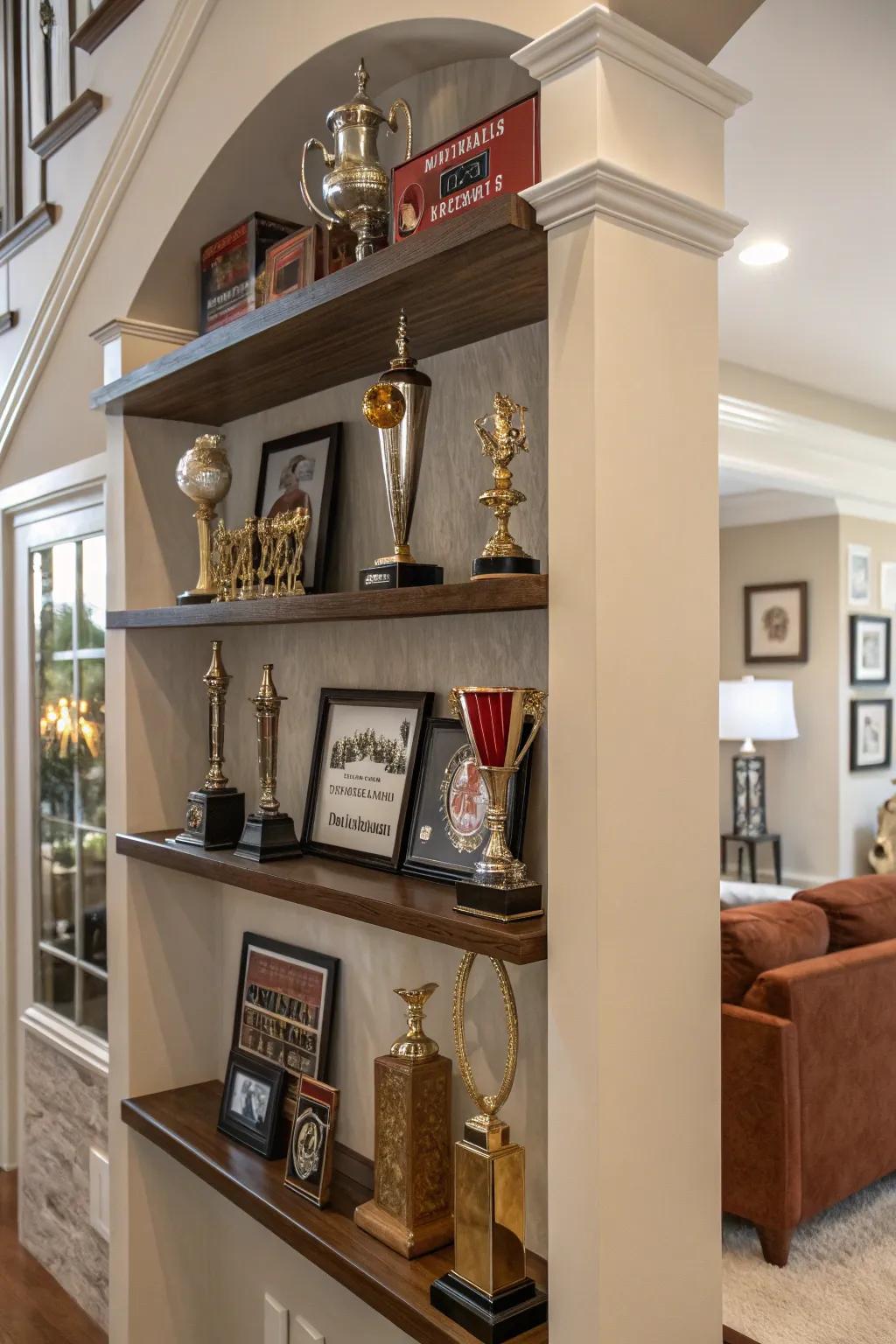 Decorative elements on award shelves