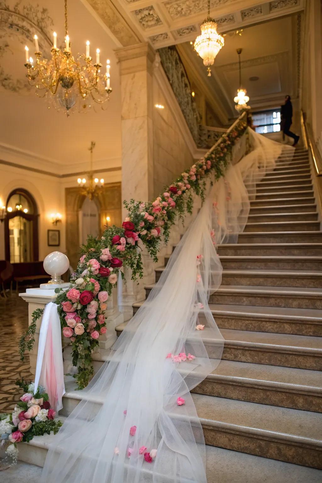 Make an entrance with staircase net embellishment.