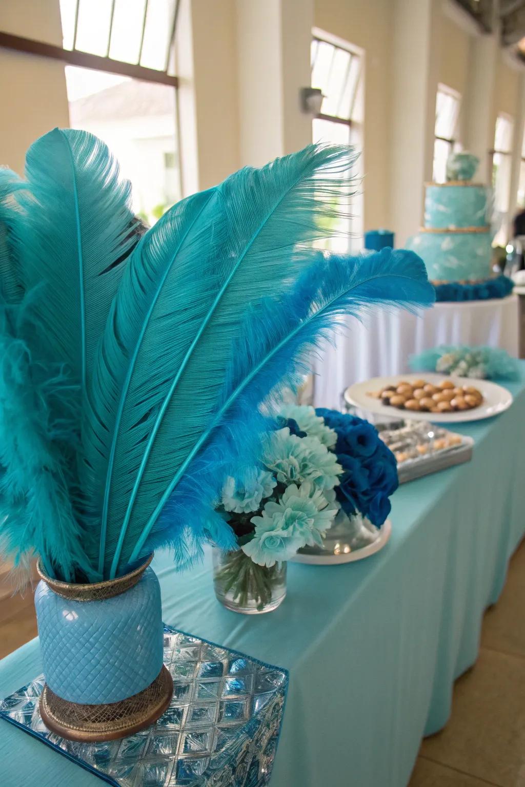 Plumes bring a whimsical and unexpected feature to your table's appearance.