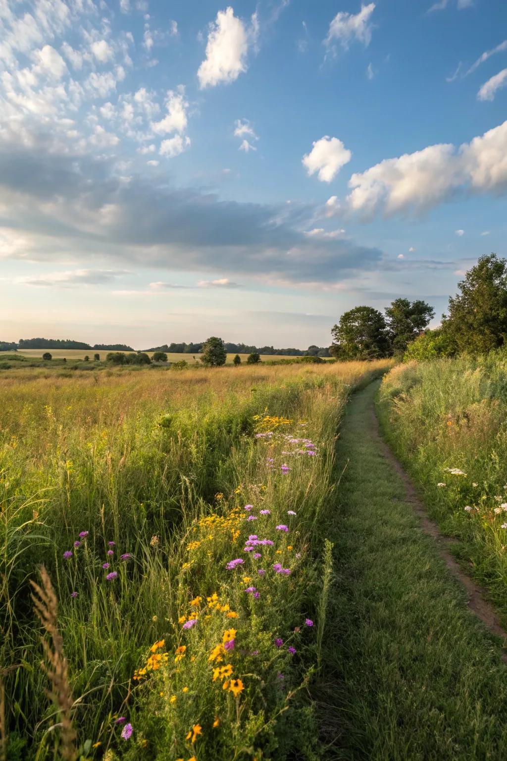 Cultivated paths provide a simple and organic way to traverse open grassy expanses.