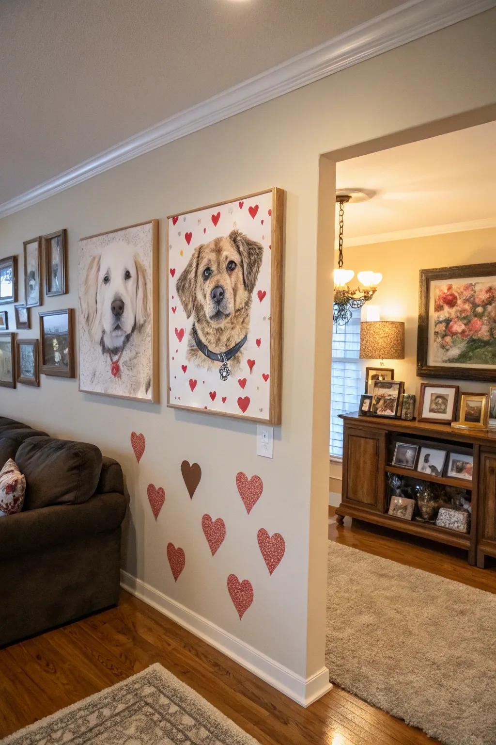 Portraits of pets enhanced with hearts perfectly captures the love for our furry companions.