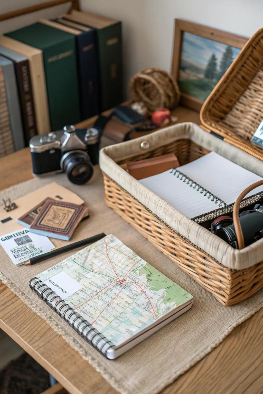 A journey awaits basket for those with a wanderlust heart.