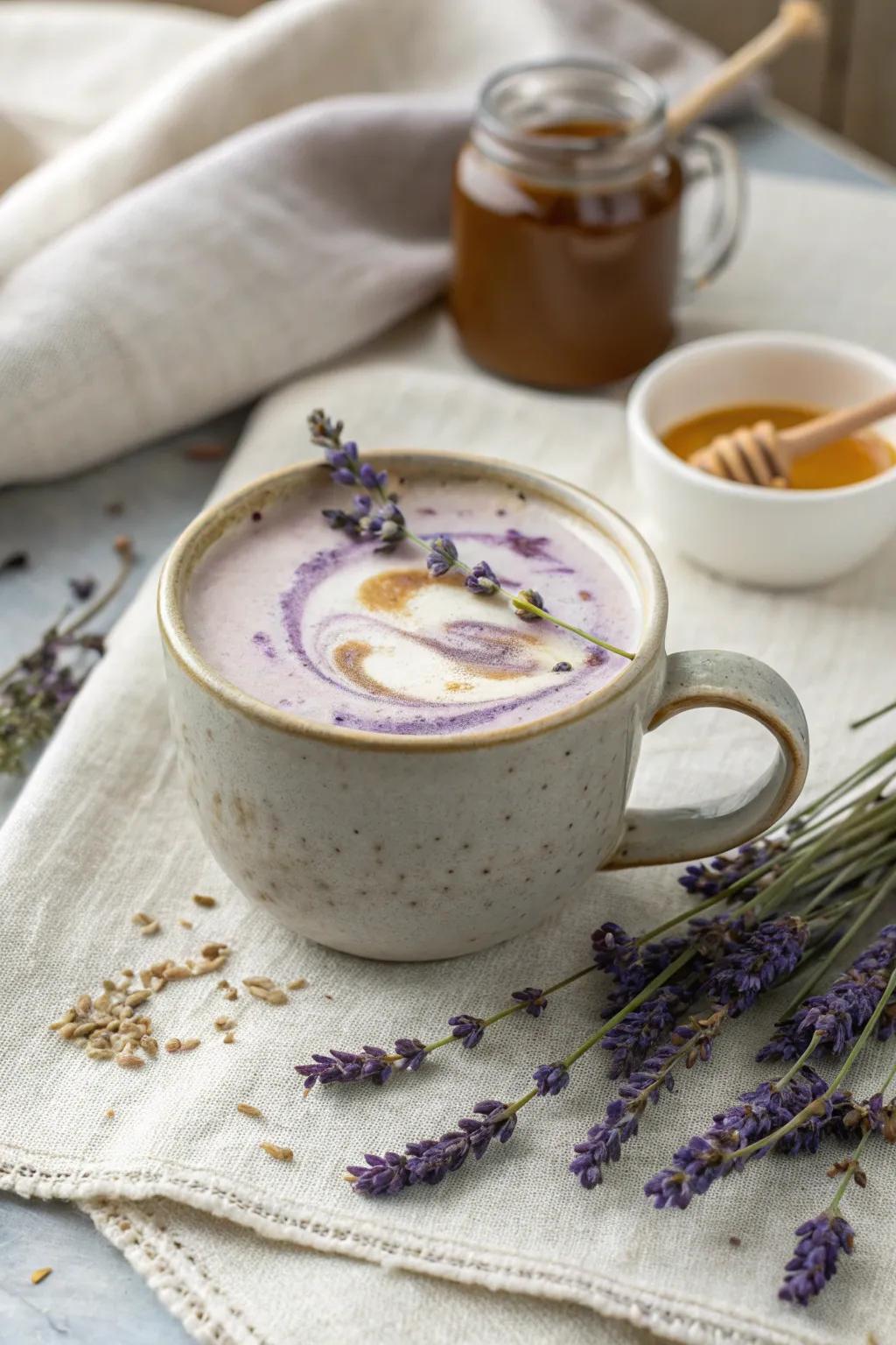 Purple Essence Honey Latte: Comforting bloom perfection