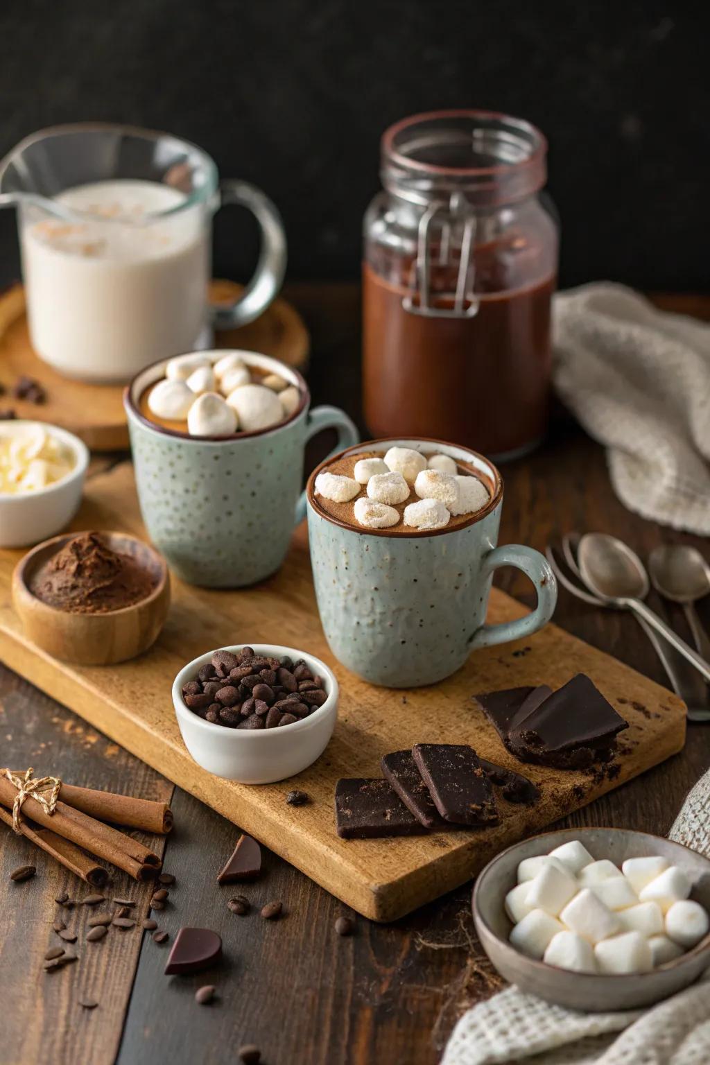Create warmth and comfort with a hot cocoa bar.