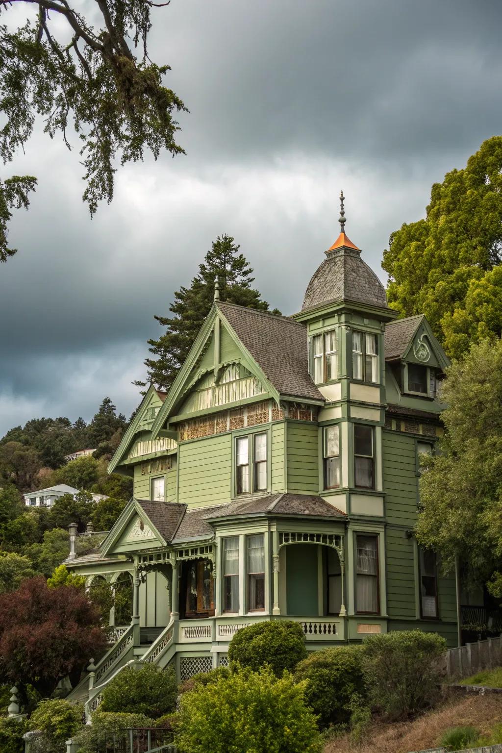 Olive and sage greens provide a tranquil and natural aesthetic.