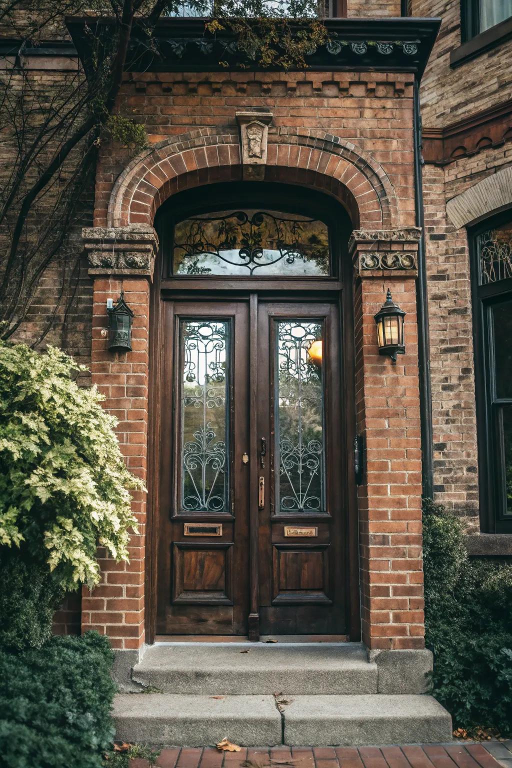 Brick facades introduce historical charm to this Victorian entrance.