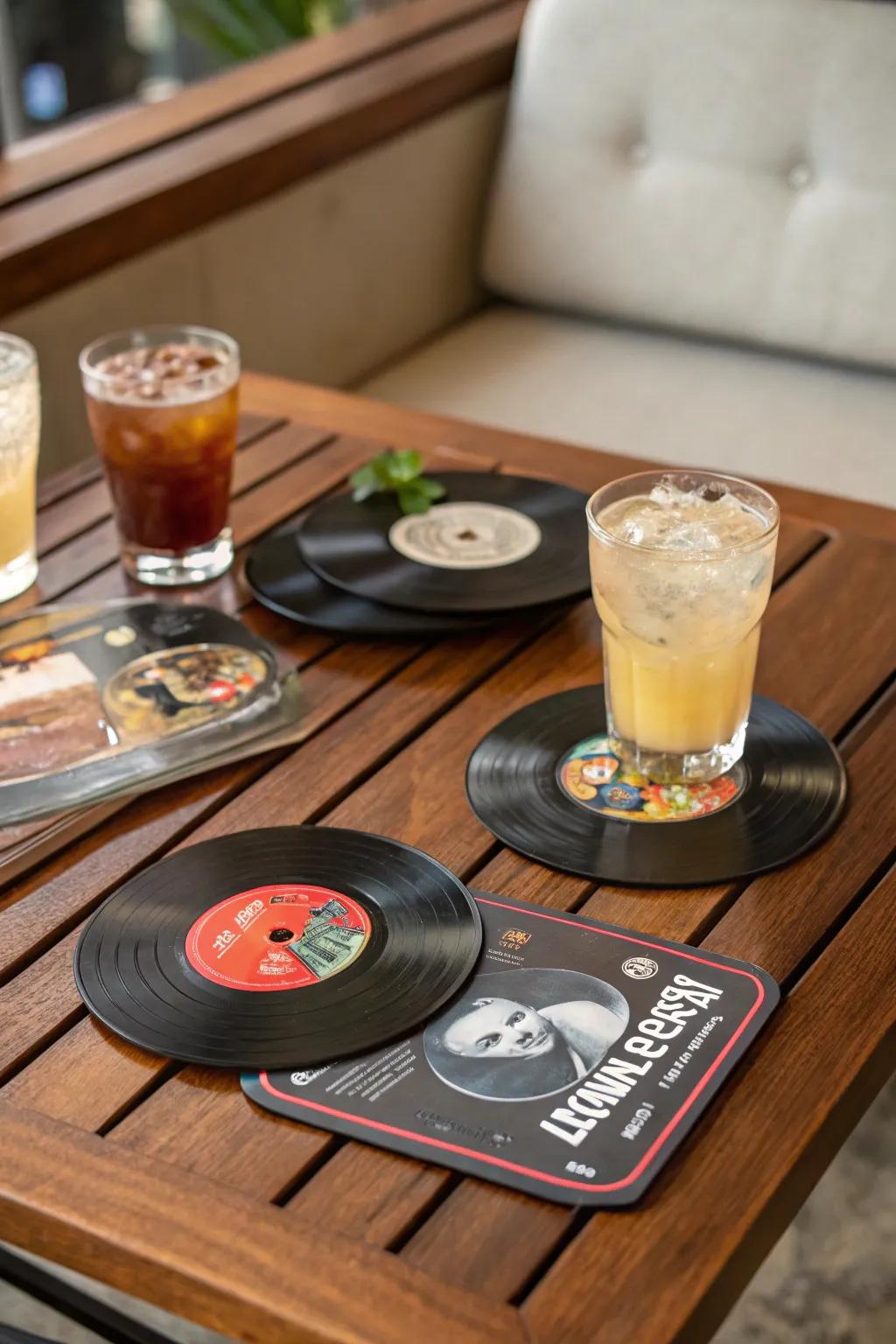 Protect your surfaces with these stylish vinyl circle mats.