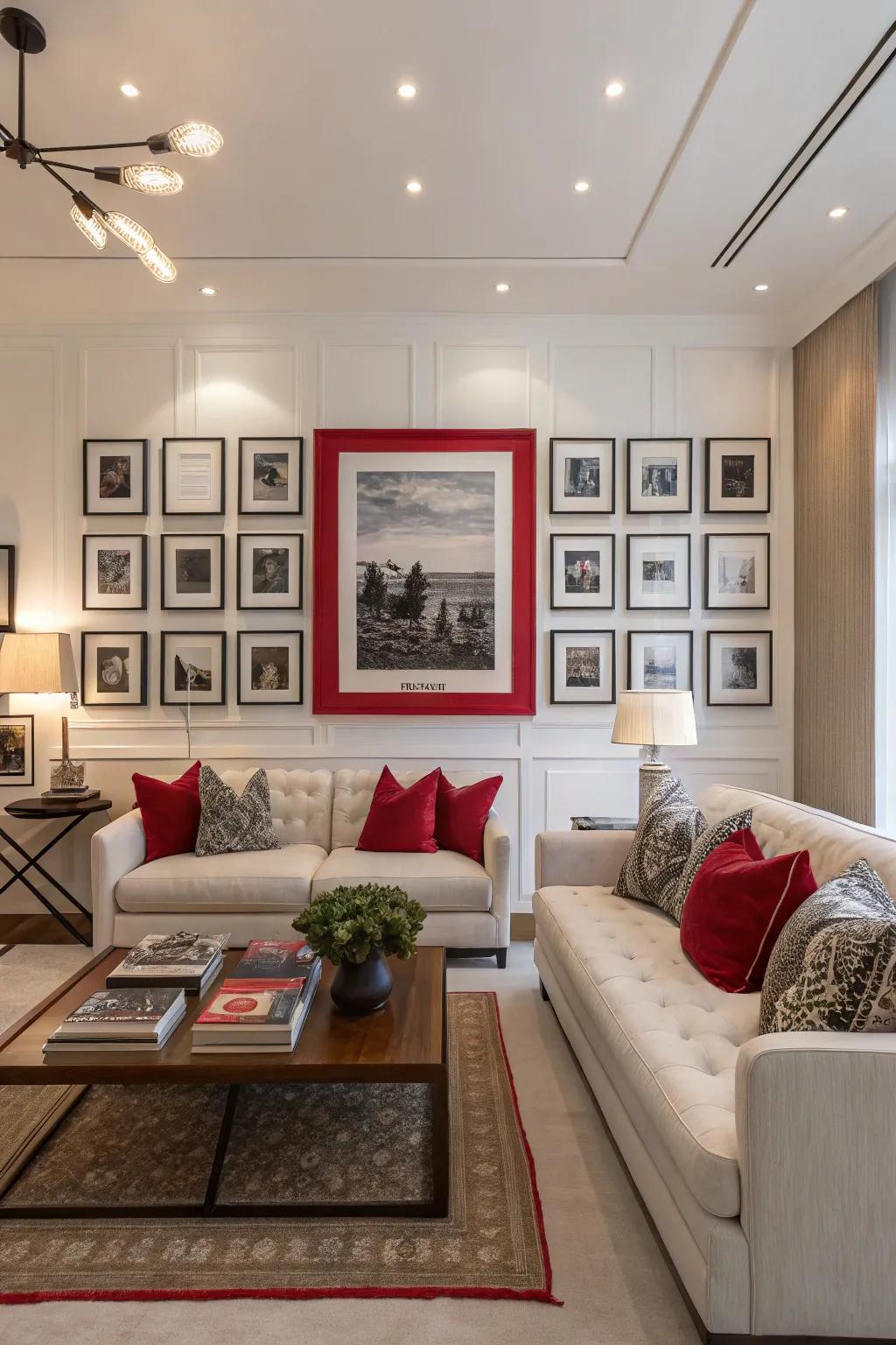 An arresting piece anchors the gallery wall.