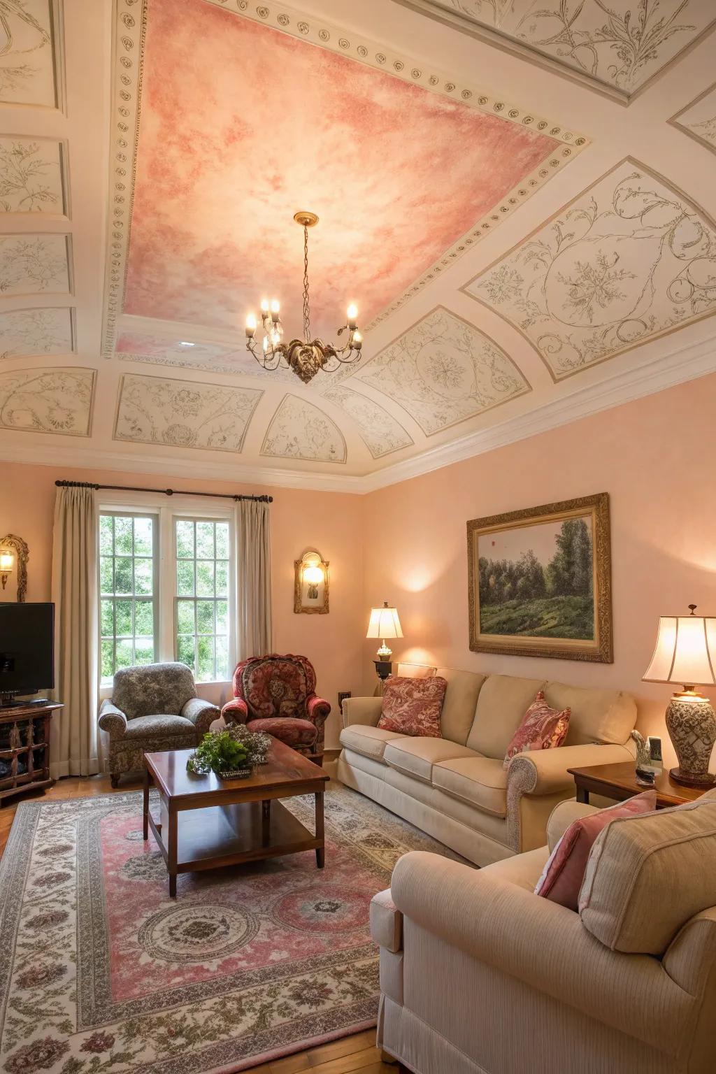 A painted ceiling can add an unexpected and dramatic effect.