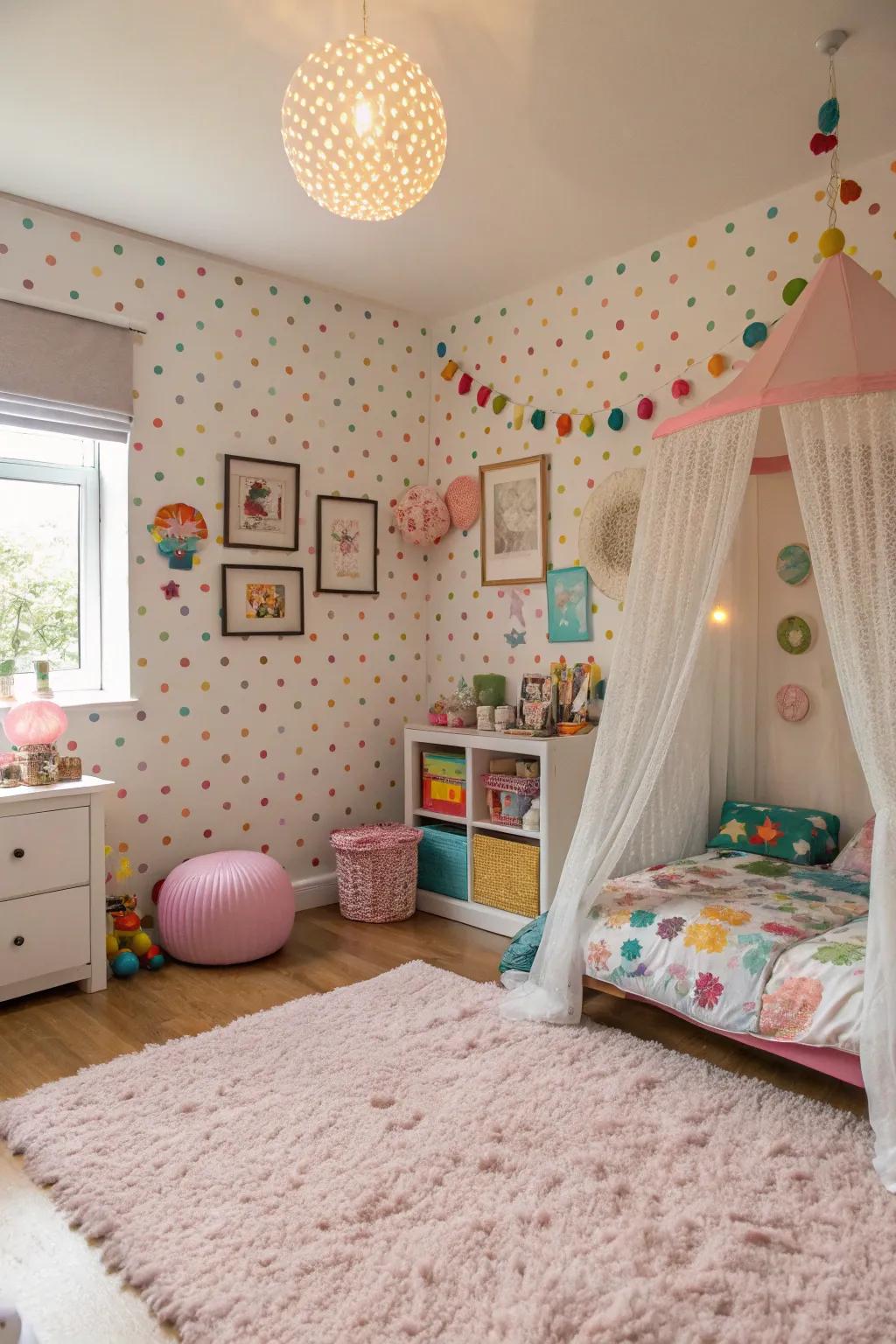 Speckled patterns introduce a playful and ageless charm.