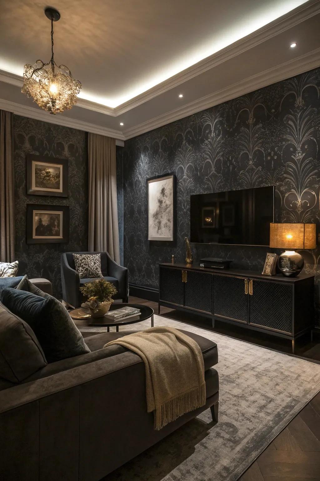 Create drama with dark hues for an elegant and personal setting.
