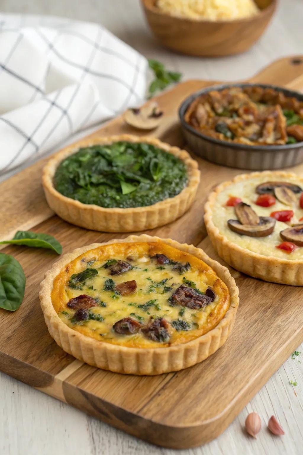 Delicious savory custard slices with a variety of fillings, perfect for a wedding breakfast.