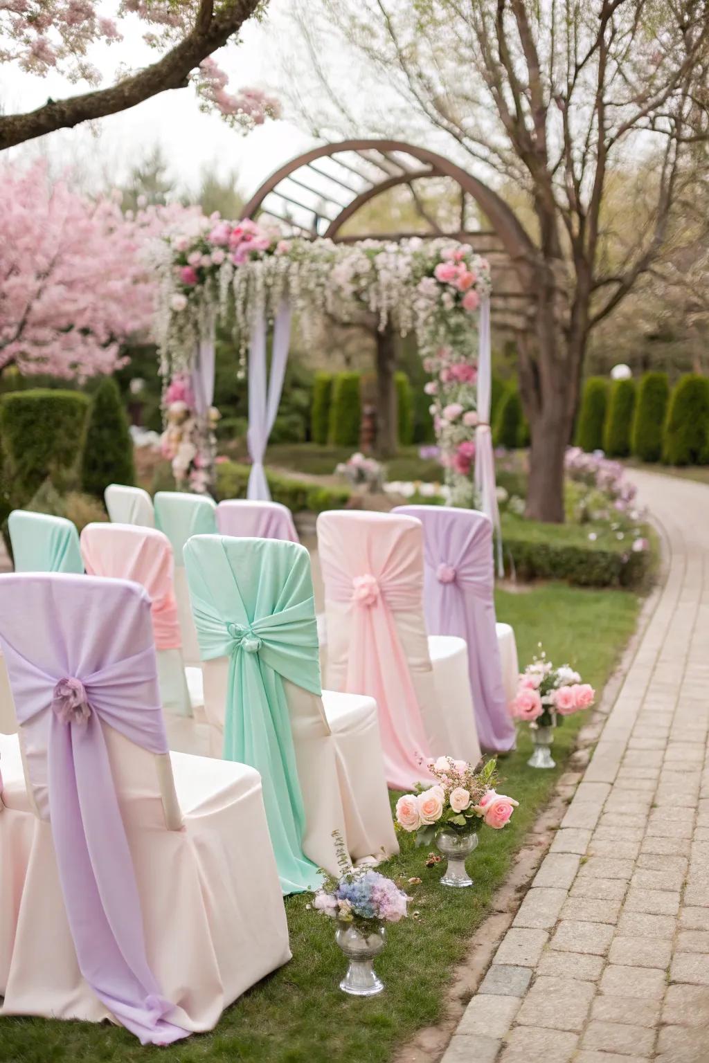 Pastel hues establish a dreamy ambiance for springtime weddings.