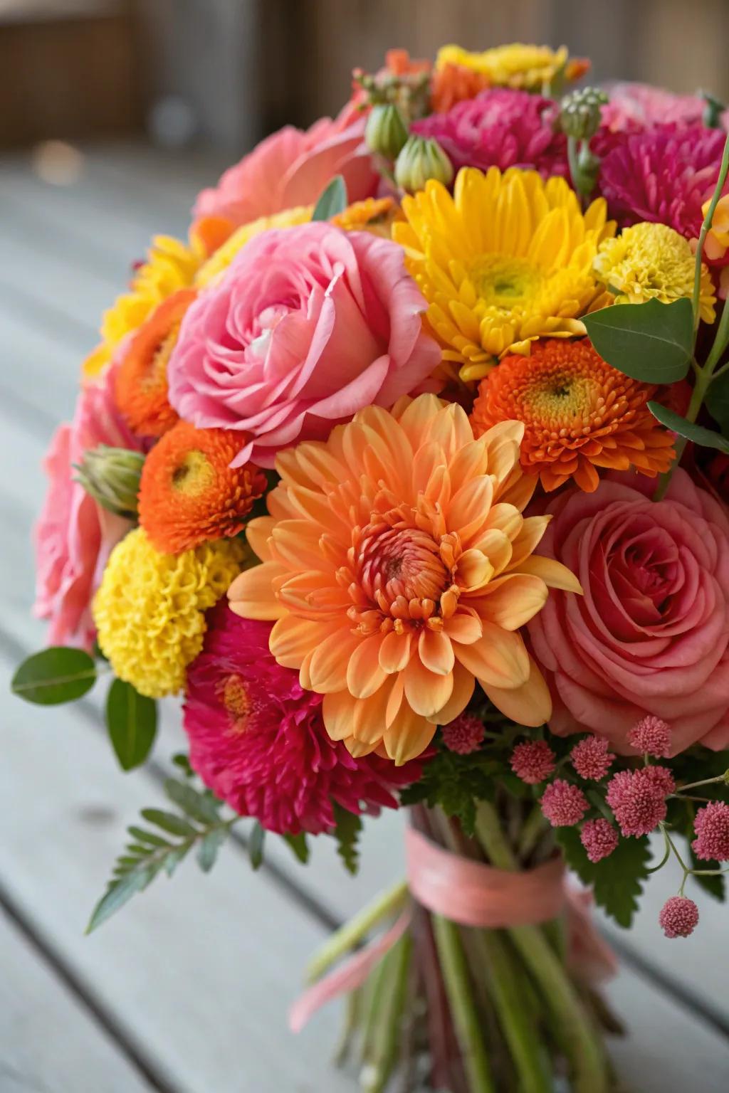A bold arrangement with extra-large blooms making a statement.
