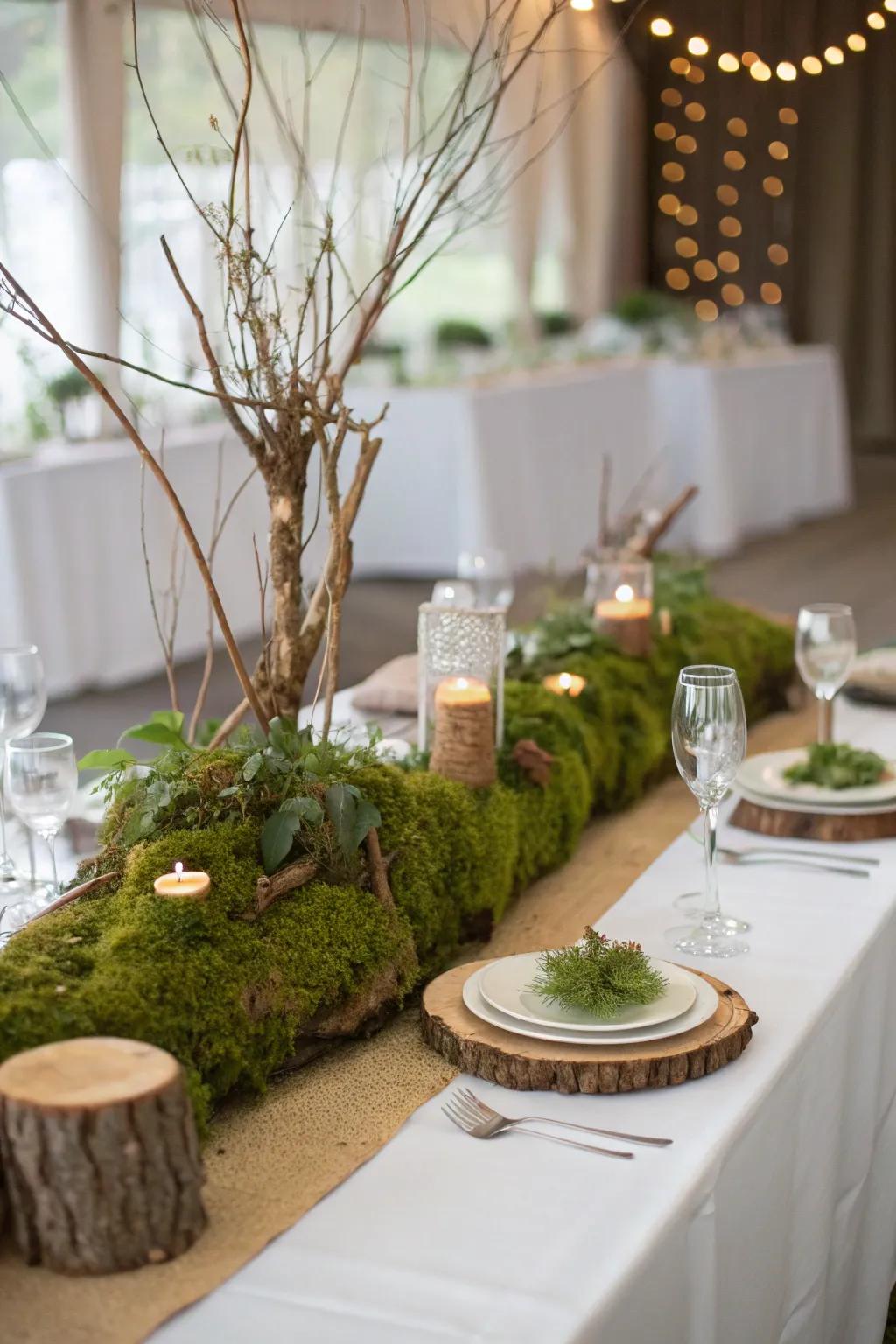 Organic-inspired decor brings an organic feel to wedding tables.