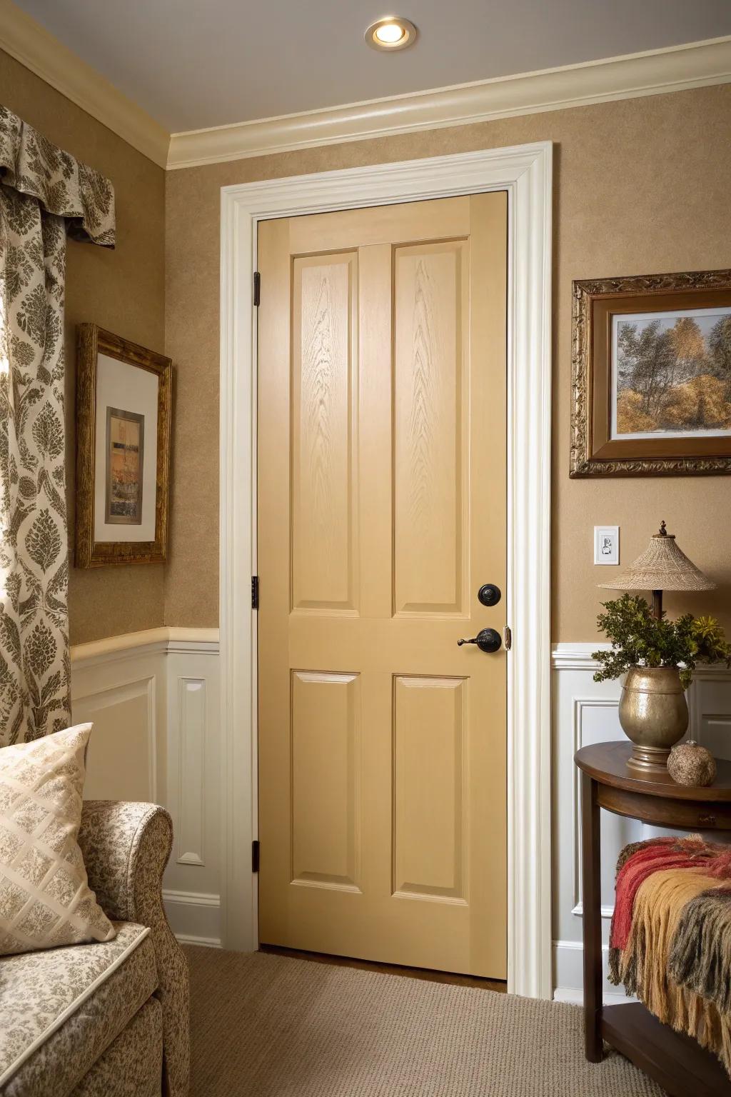 Warm cream doors offer a harmonious and cozy feel.