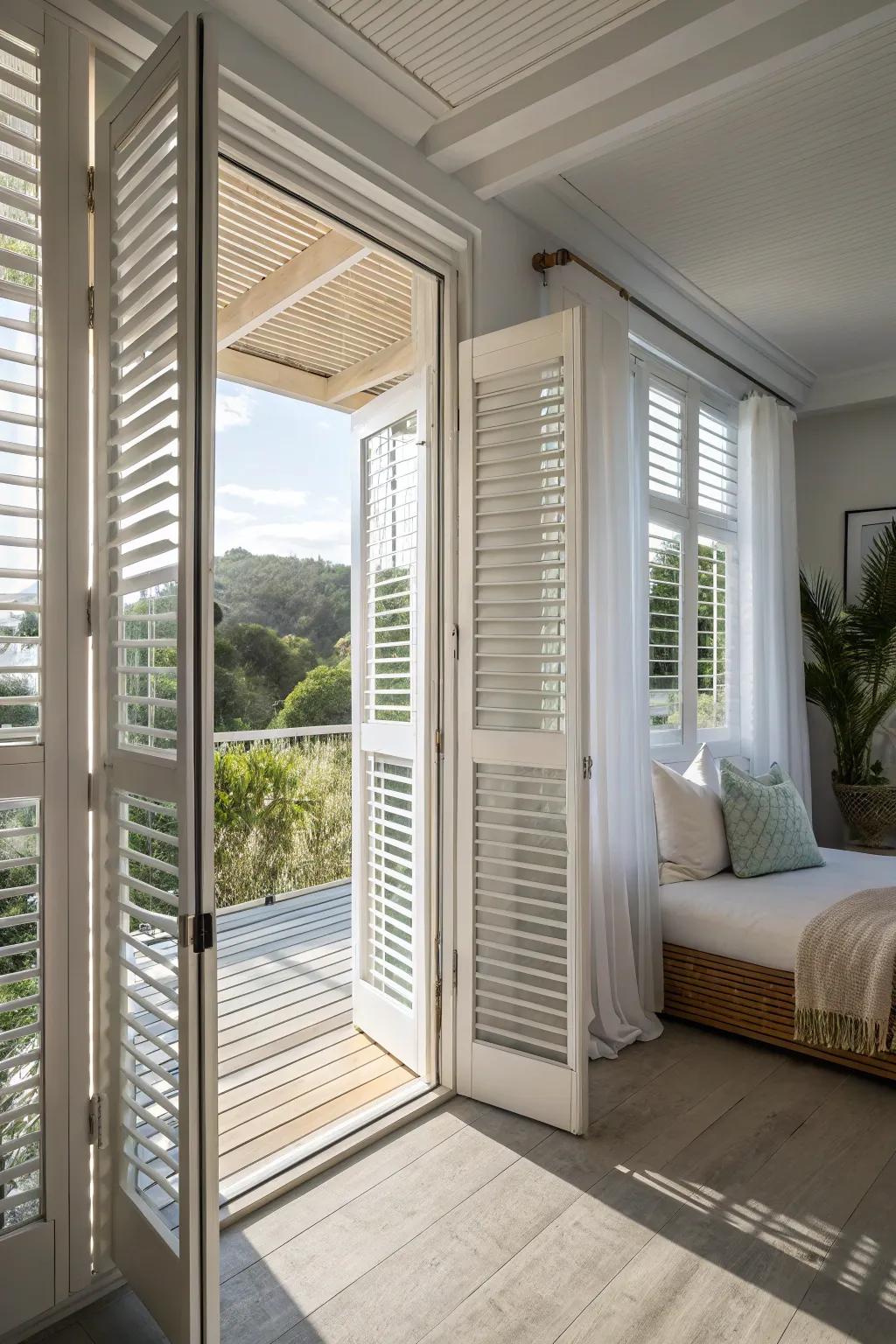 Slatted windows offer style and ventilation.