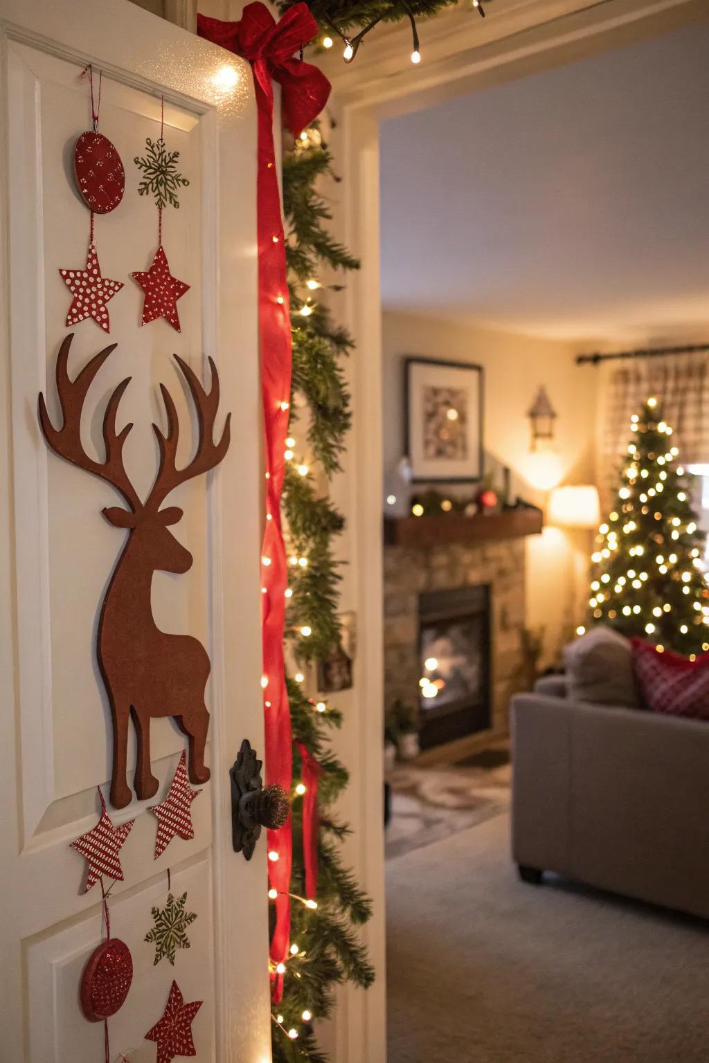 Join in the reindeer games with this festive door decoration.