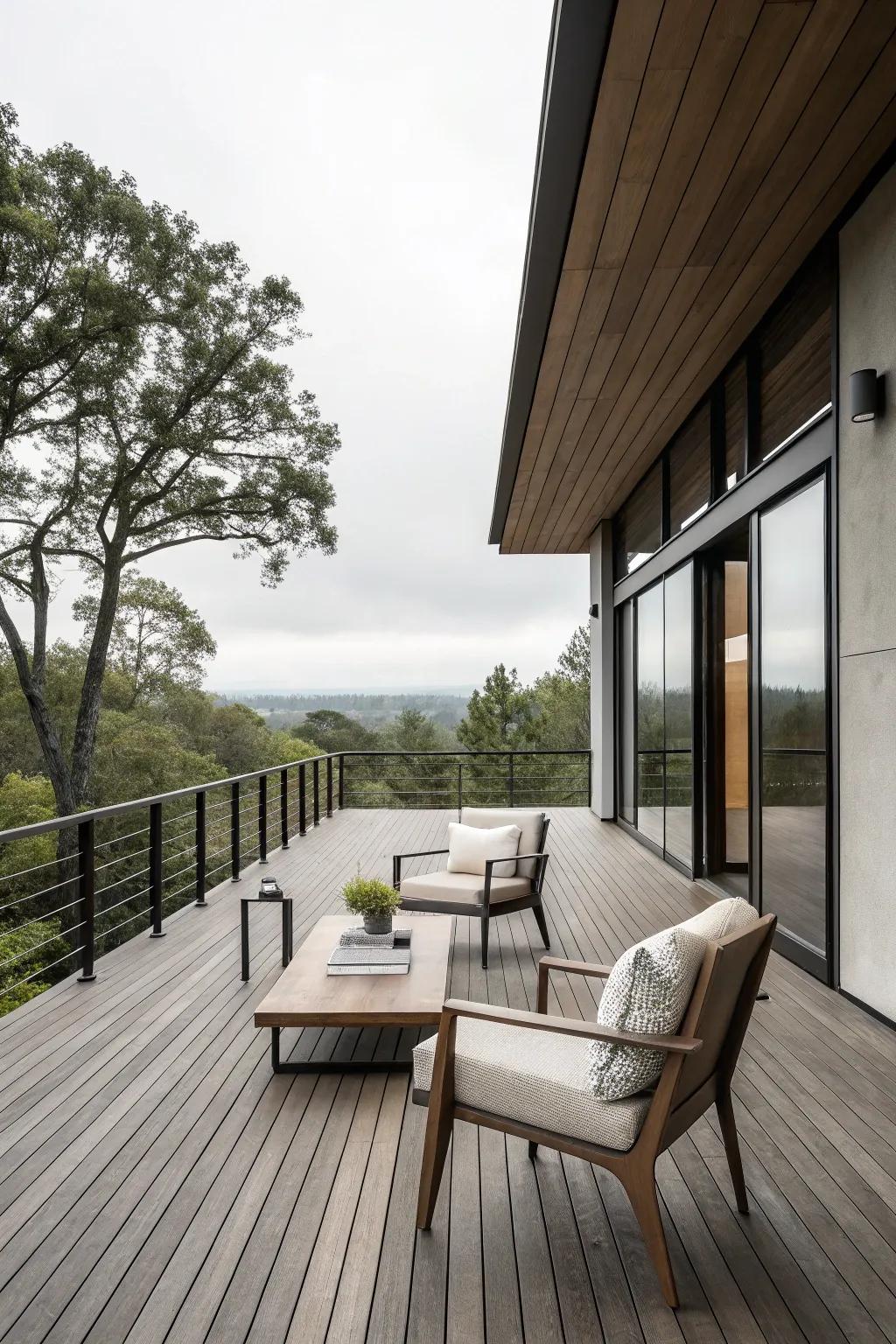 A minimalist deck design delivers a clean and contemporary aesthetic.