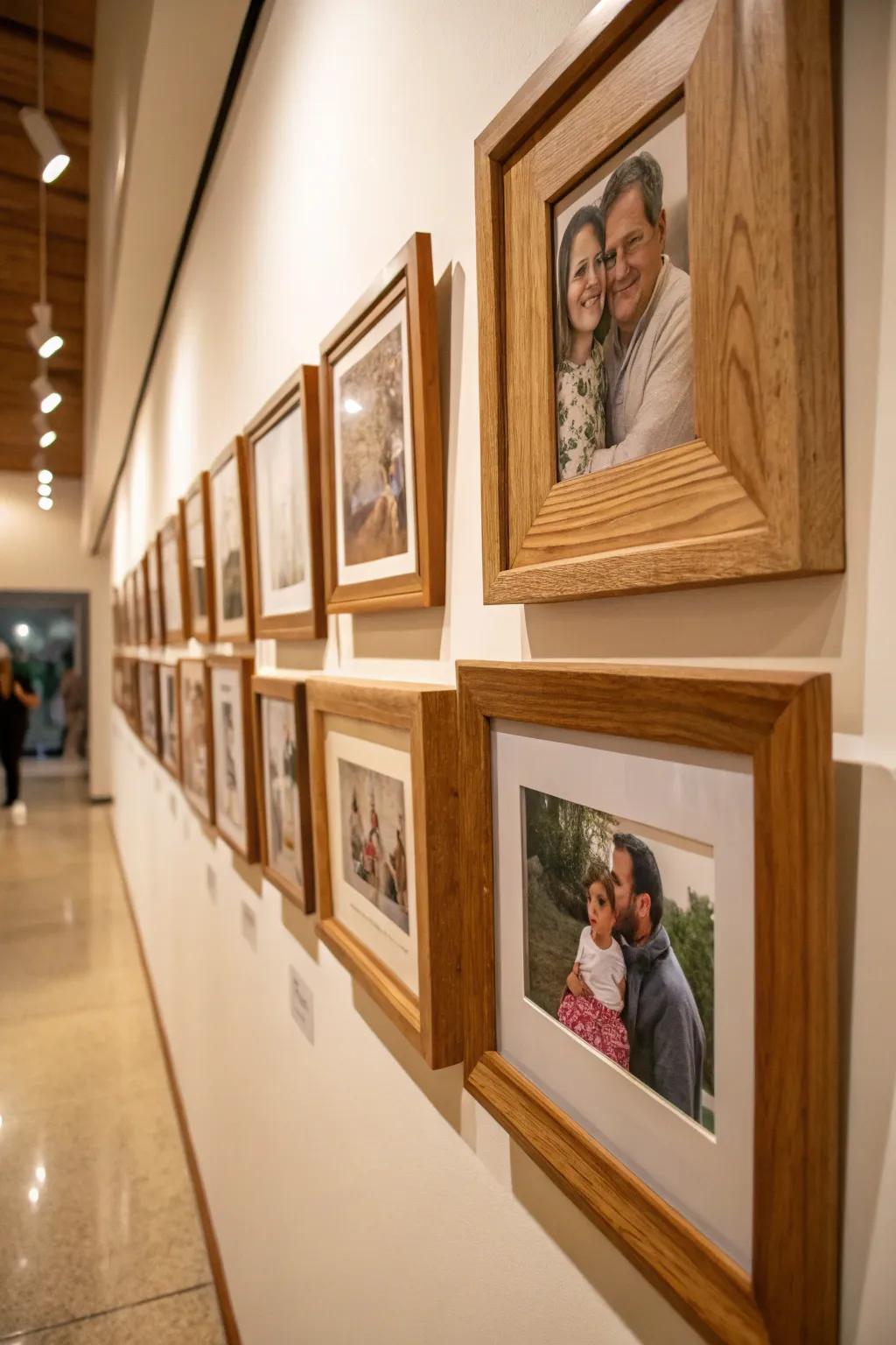Wood frames add warmth to cherished memories.