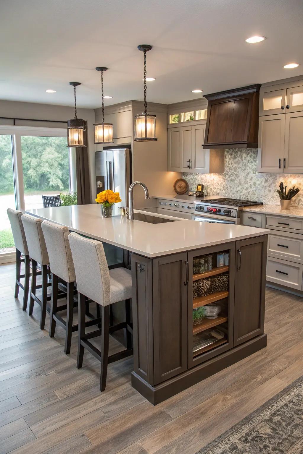 An adaptable island that effortlessly transforms from prep station to dining space.