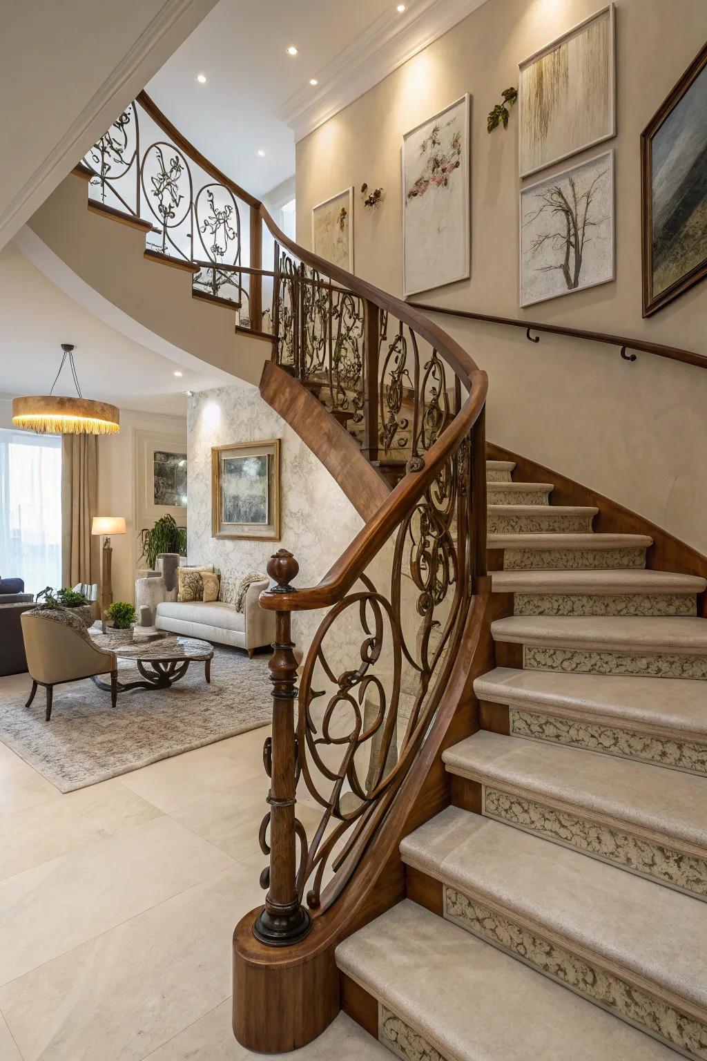 Artistic style: artistic railings on wood.