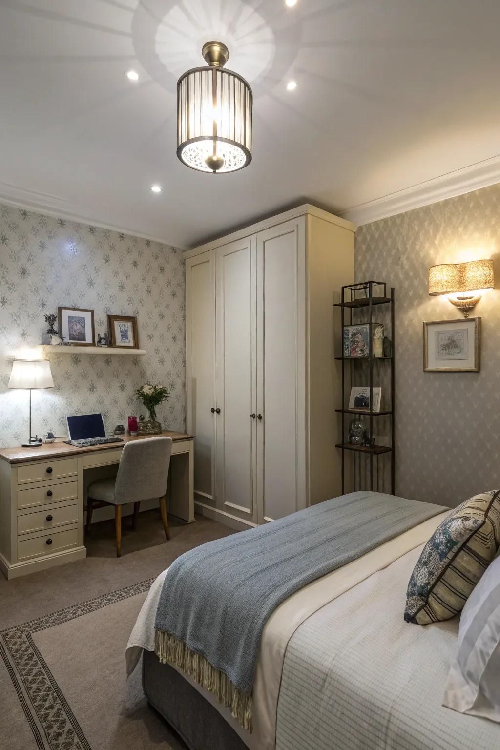 Wall lights offer style without mess.