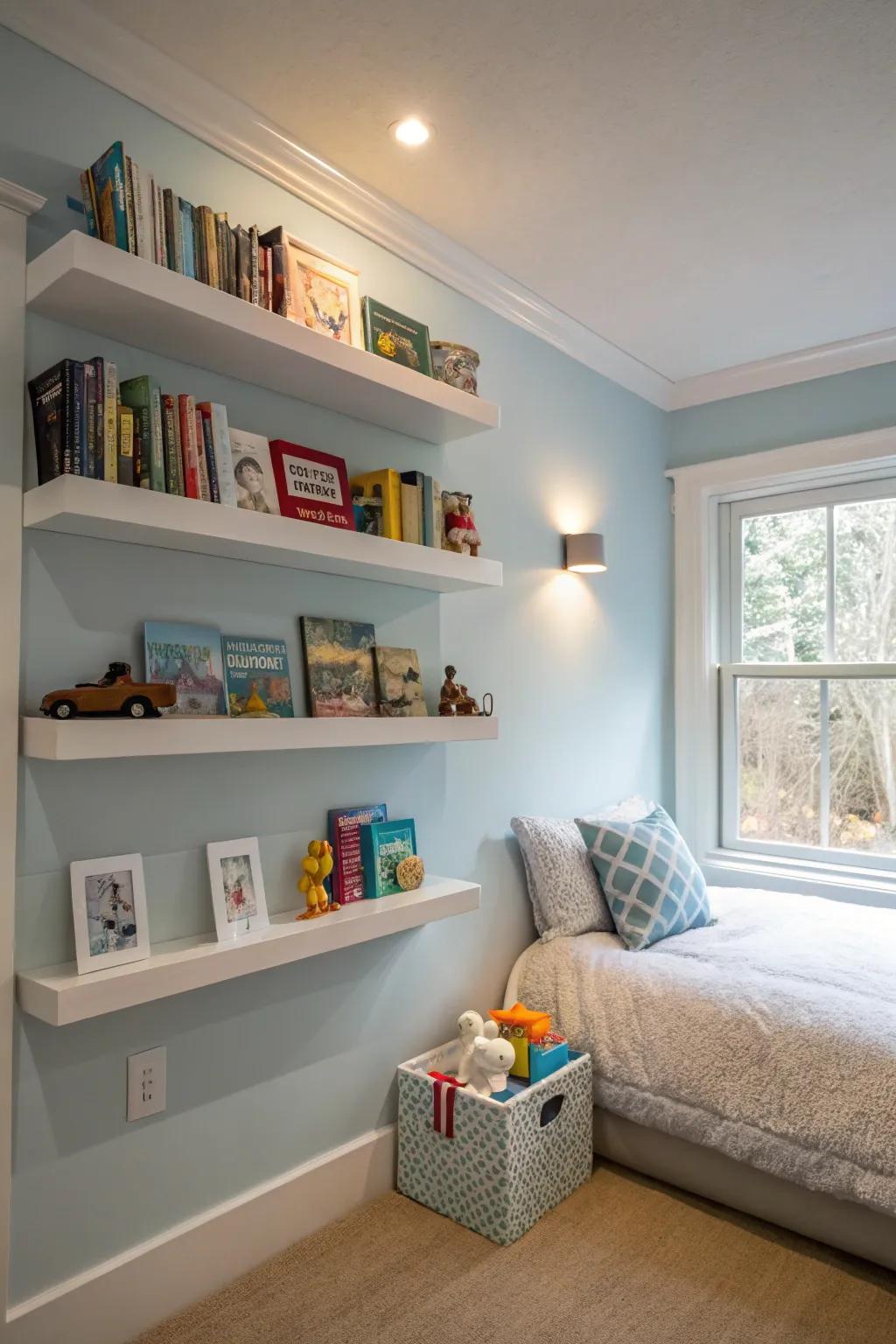 Vertical storage helps save space and minimizes clutter.