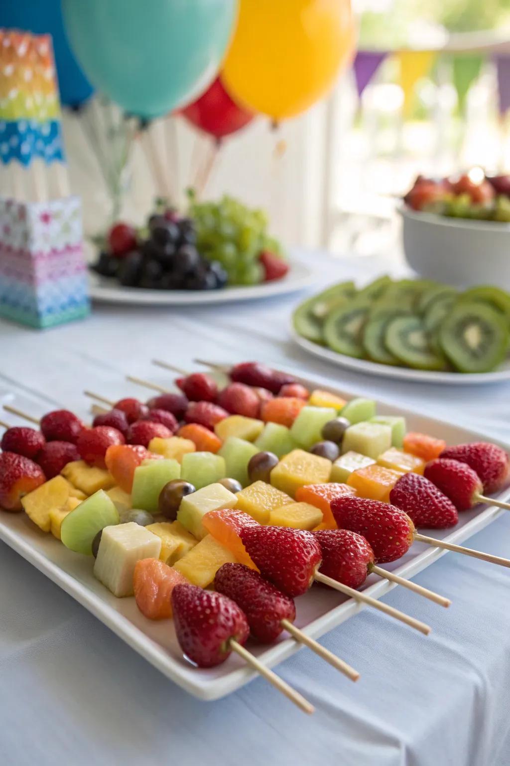 Fresh sticks provide a healthy and vibrant snack for party guests.