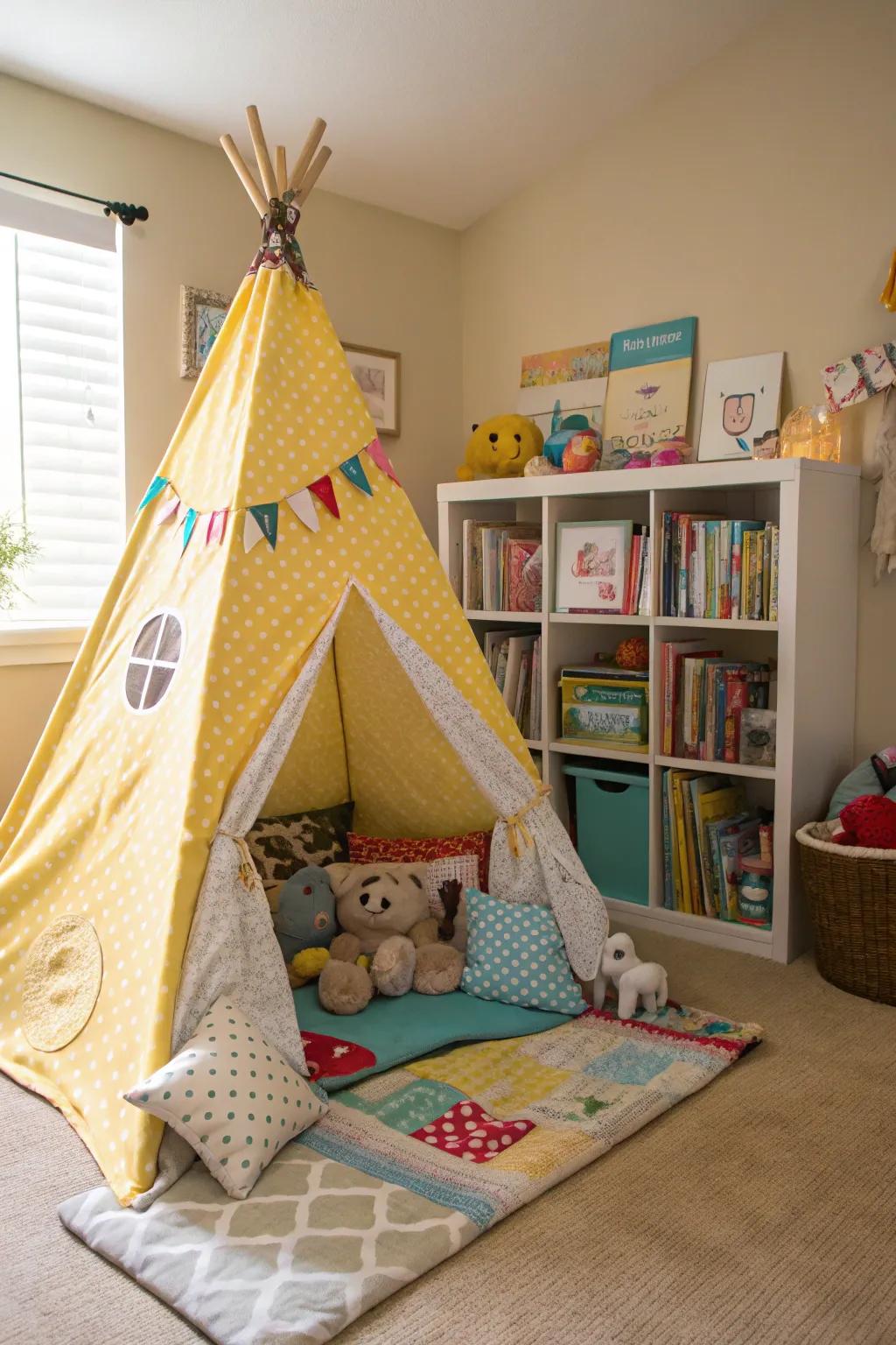 A fun teepee for playing make-believe and relaxing.