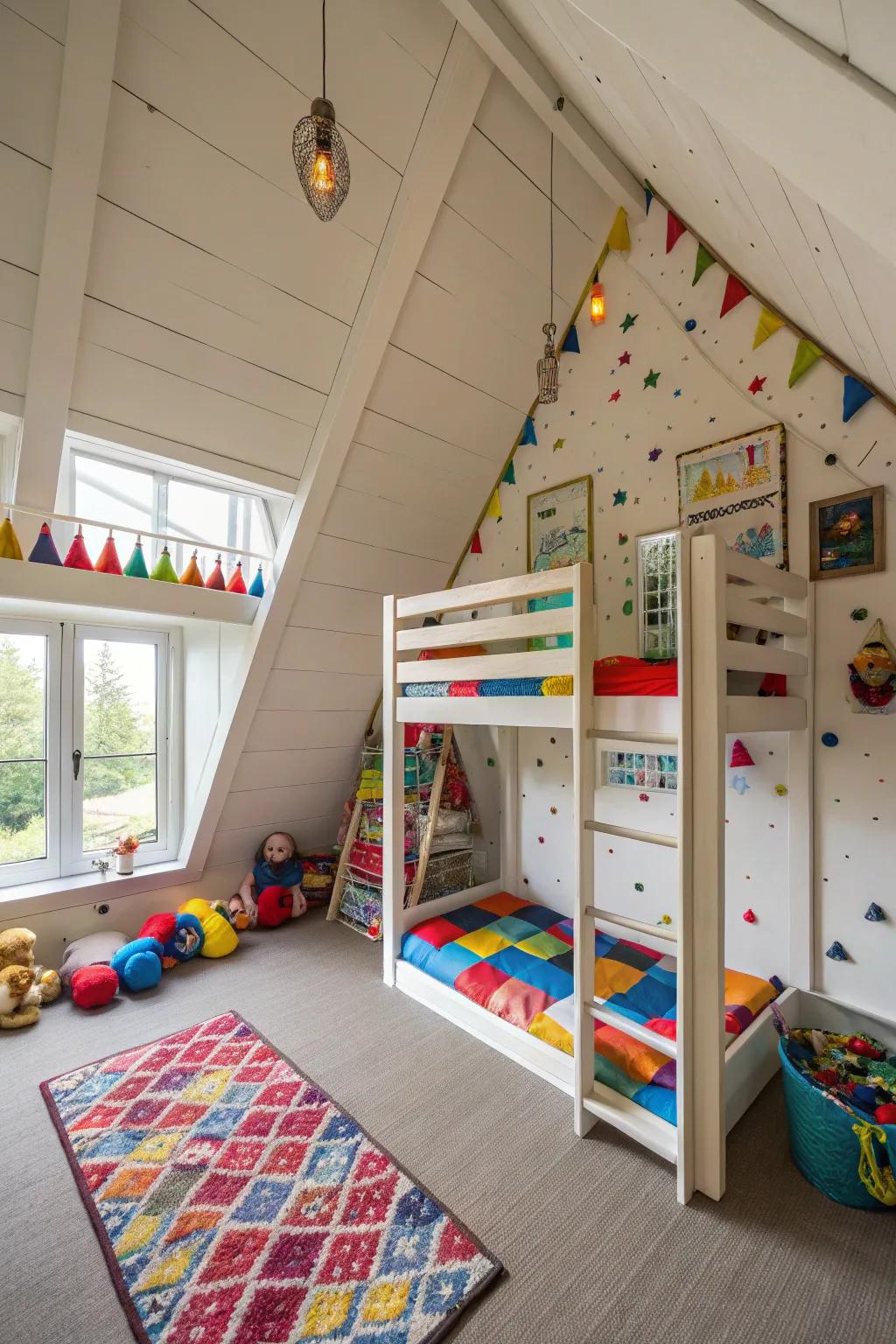 Create a playful attic area that fuels children's imagination.