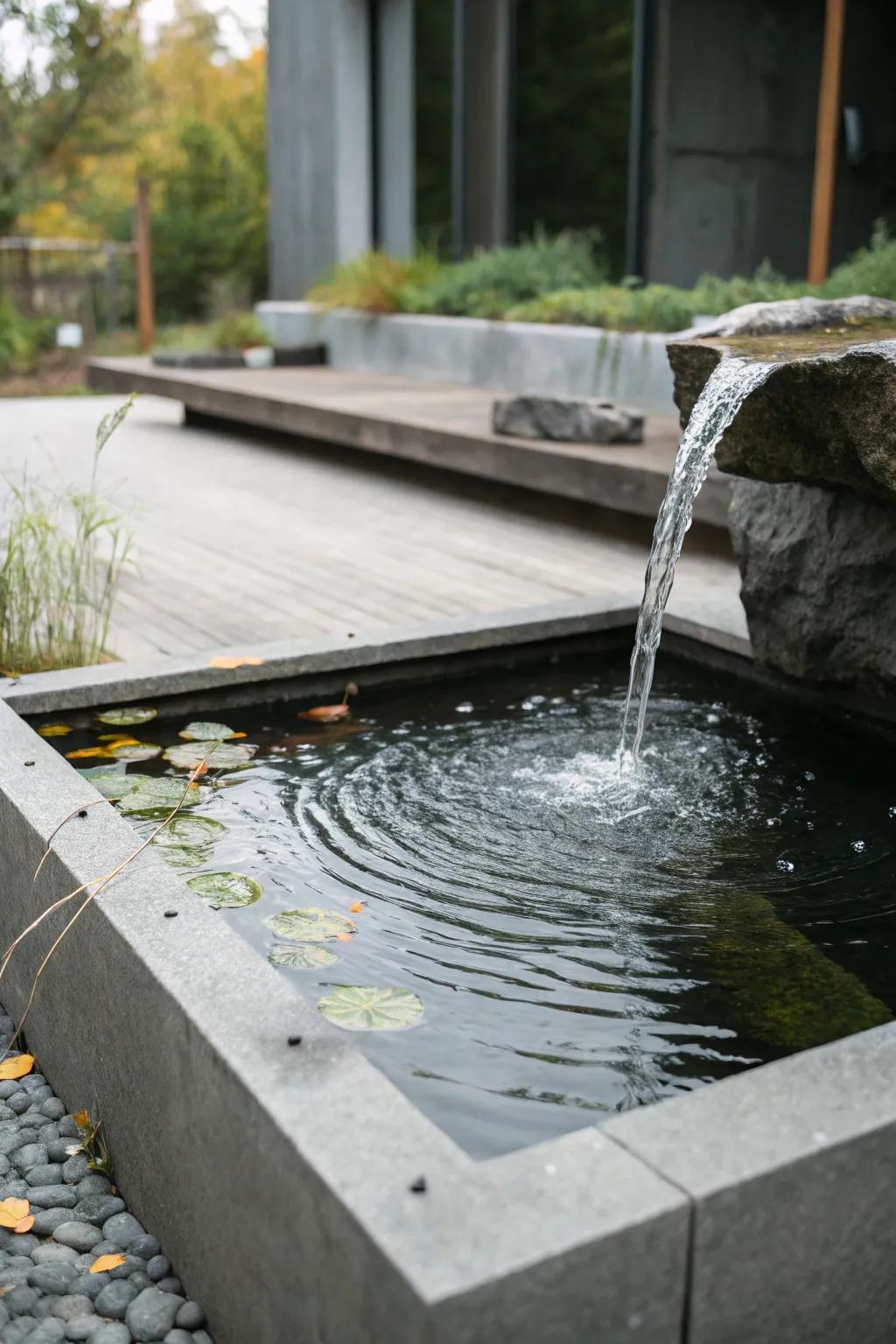 Refined and simple, this minimalist pond is a modern backyard retreat.