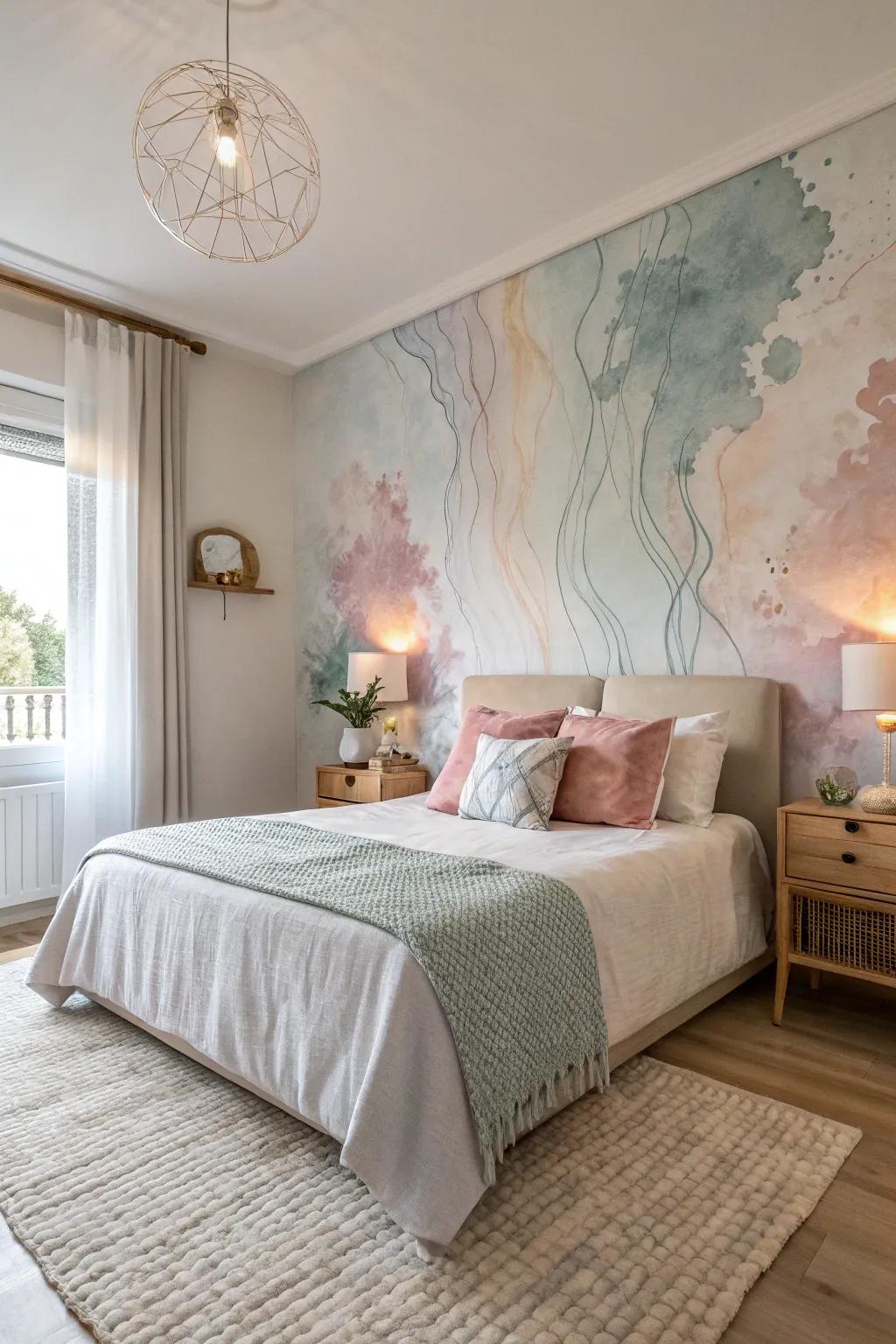 Dreamy watercolor effects establish a calming and dreamy atmosphere.